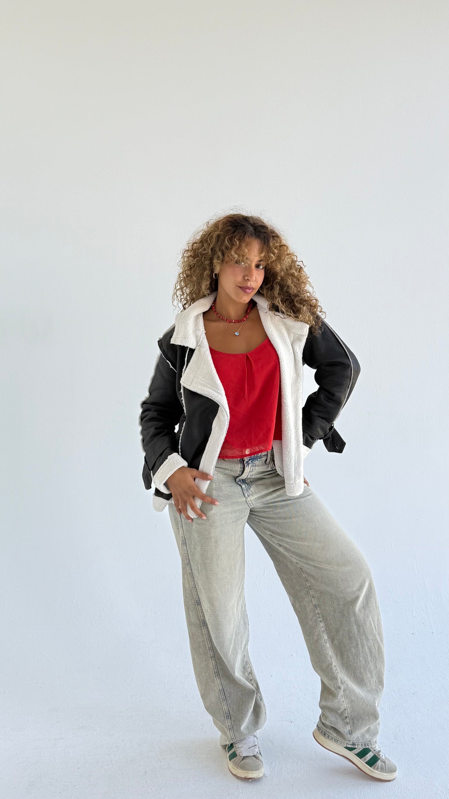 Too Blessed Leather Fur jacket- Balck