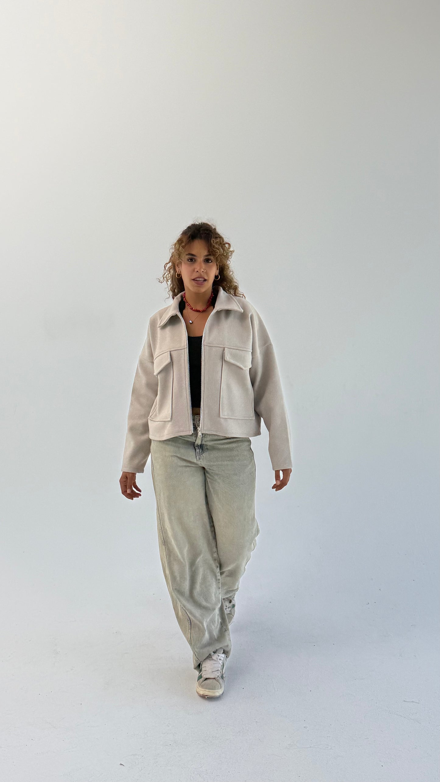 Aveline Cropped Jacket - Beige