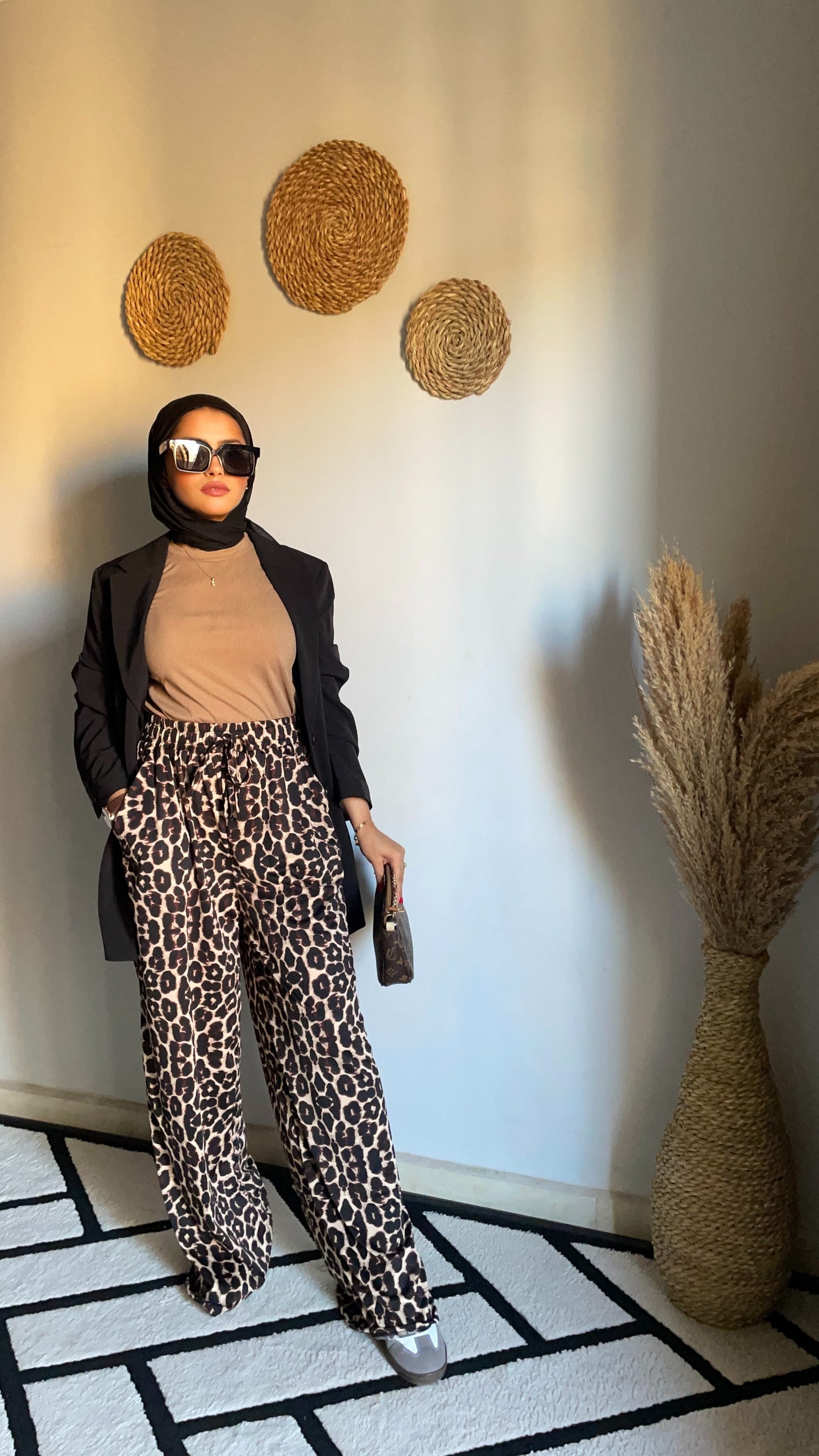 leopard print wid leg pants