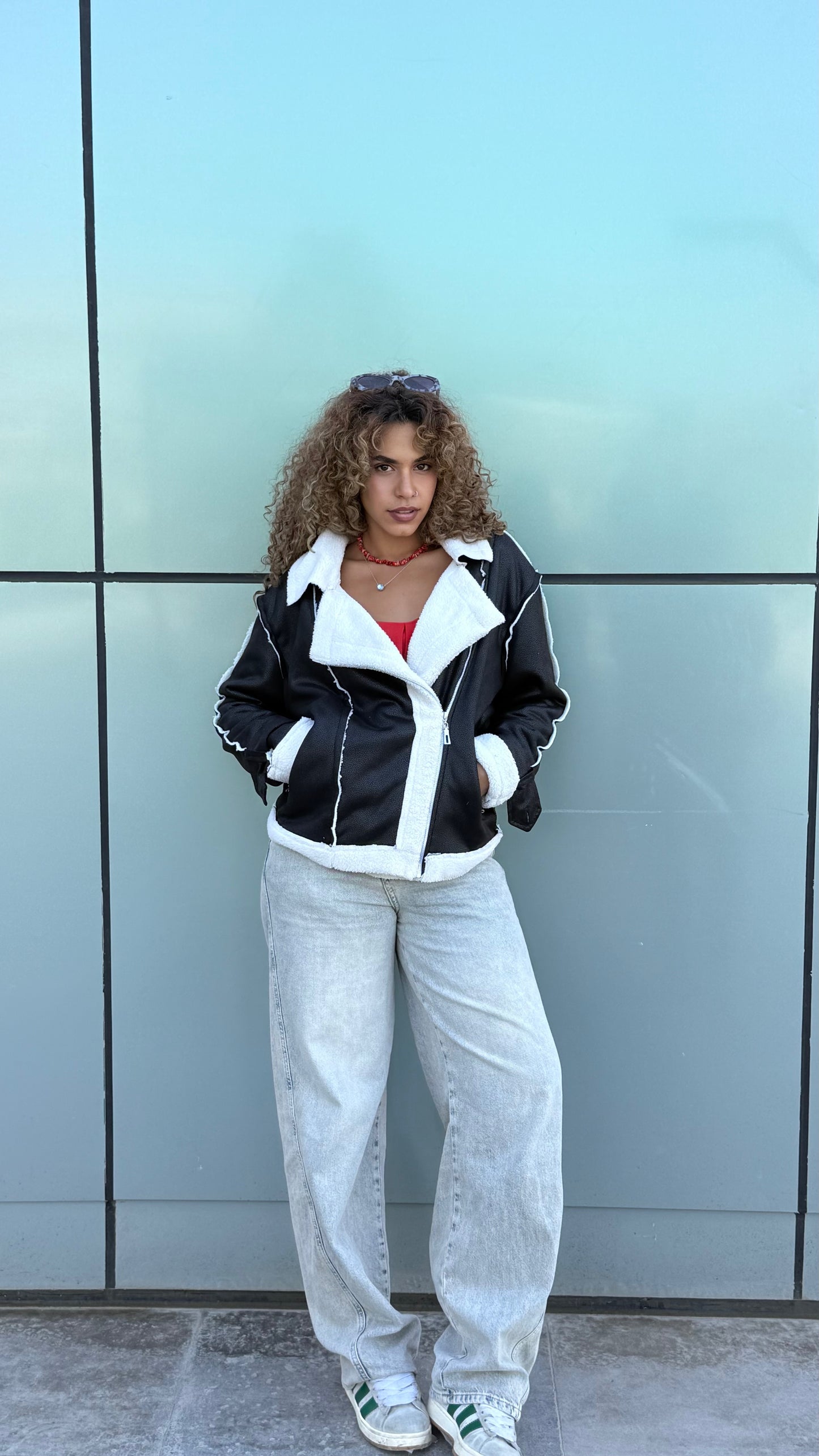 Too Blessed Leather Fur jacket- Balck