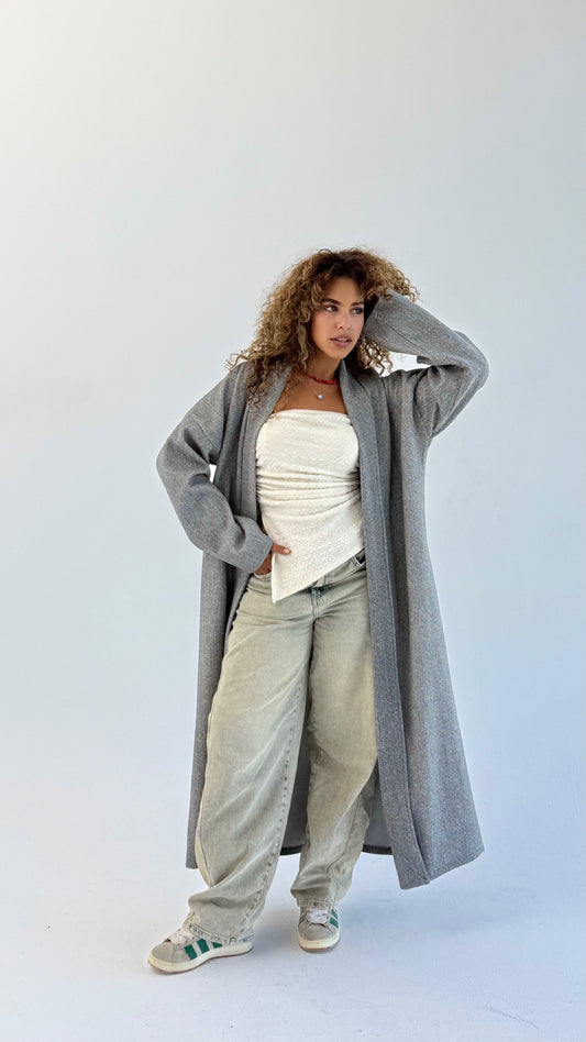 Long Line Cardigan-gray