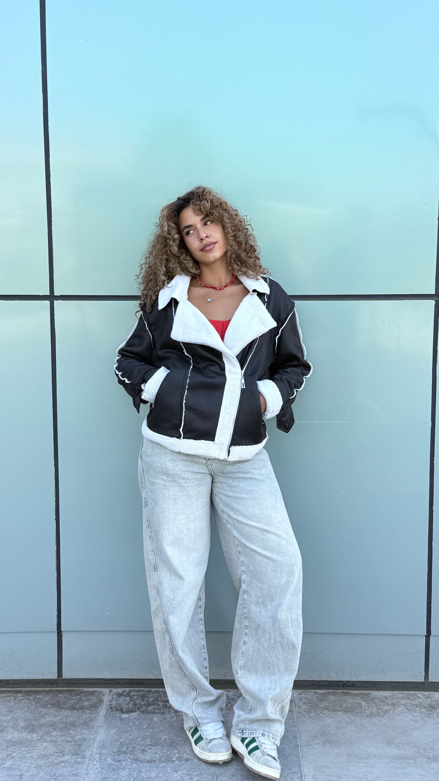 Too Blessed Leather Fur jacket- Balck