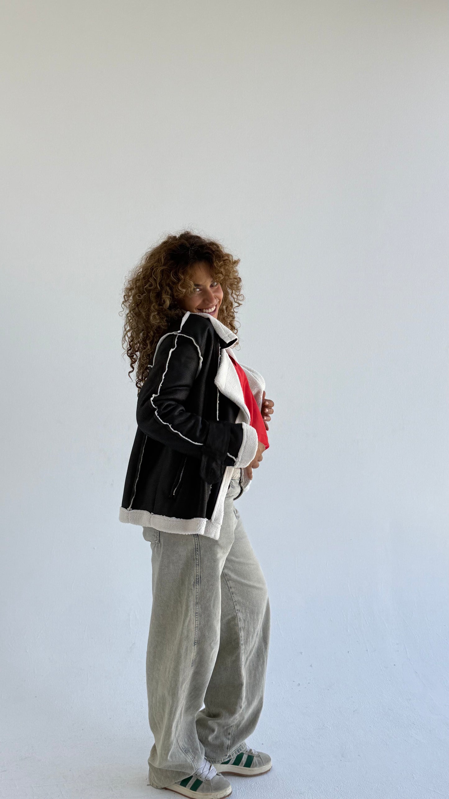 Too Blessed Leather Fur jacket- Balck