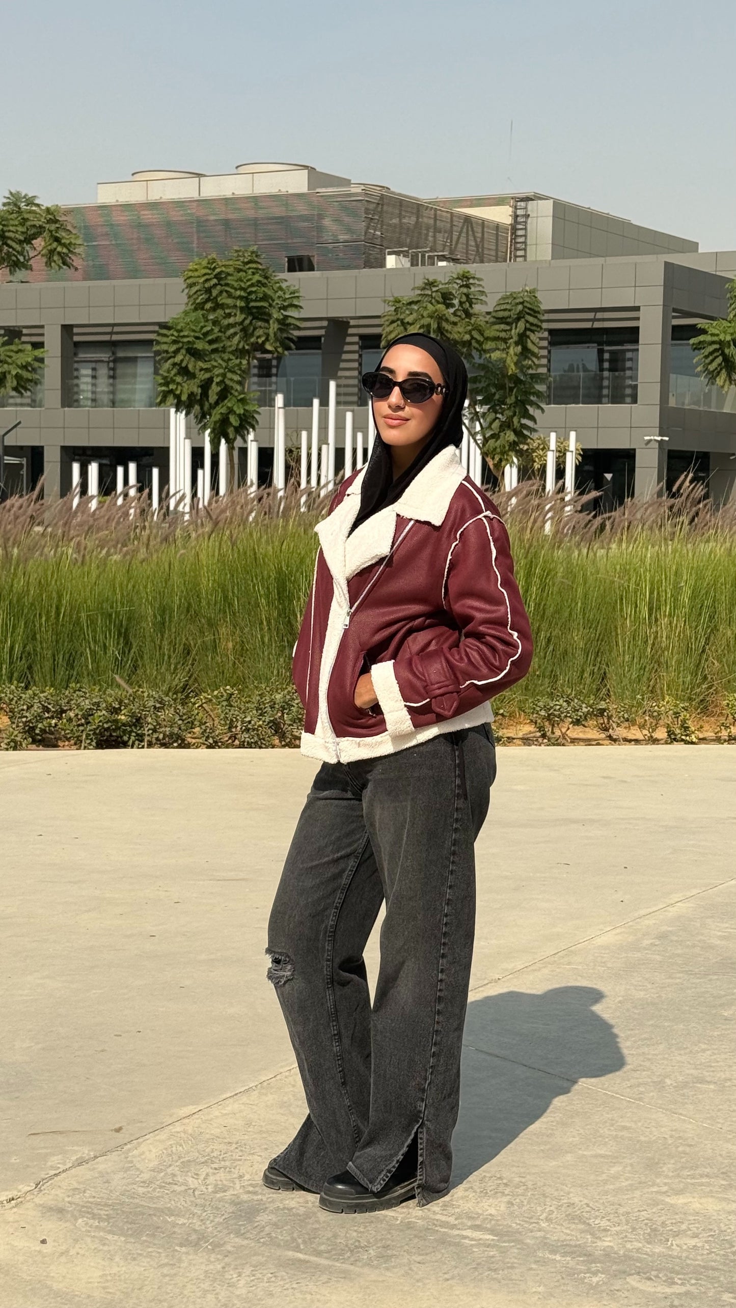 Too Blessed Fur Leather jacket- Burgundy