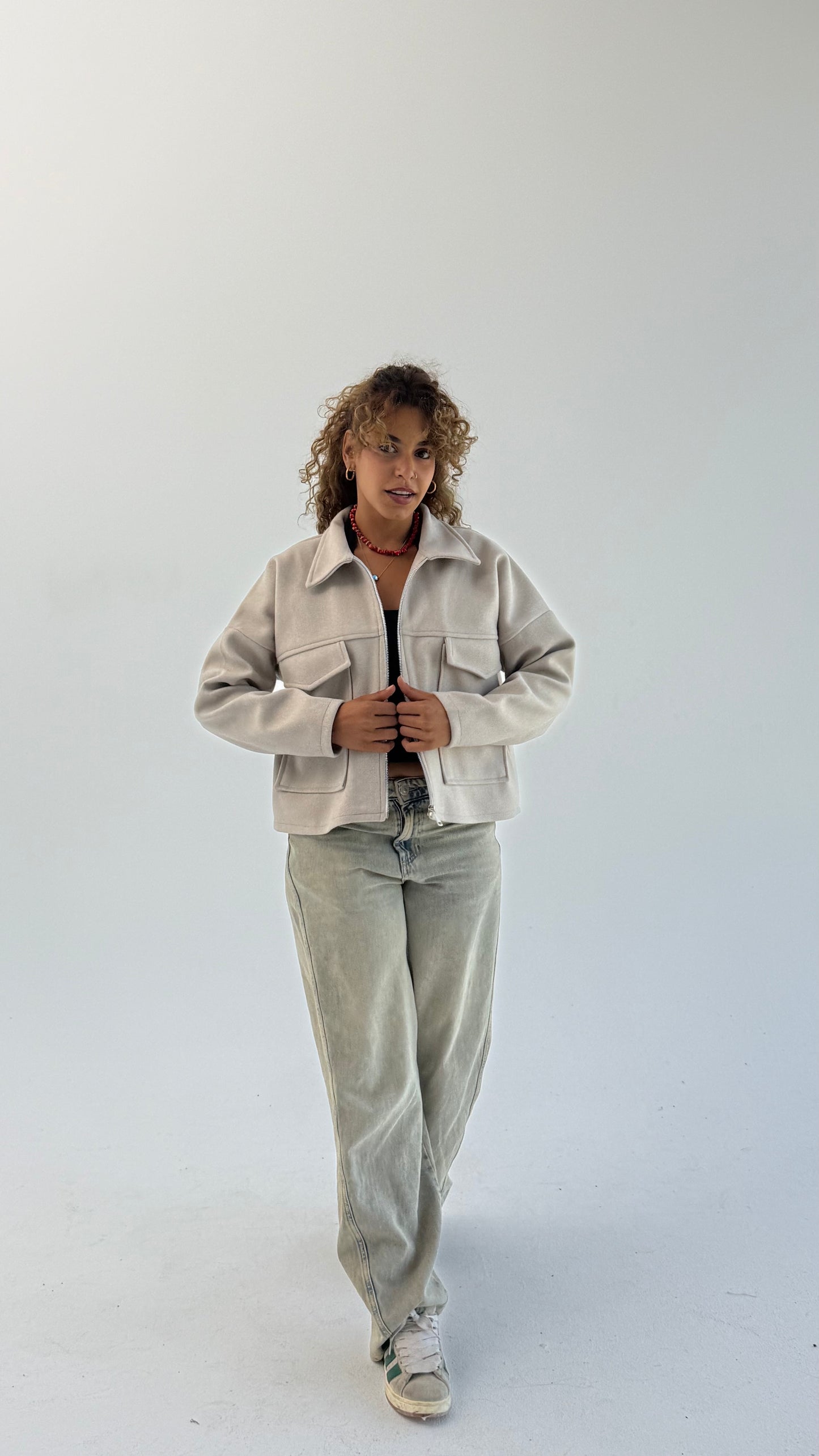 Aveline Cropped Jacket - Beige