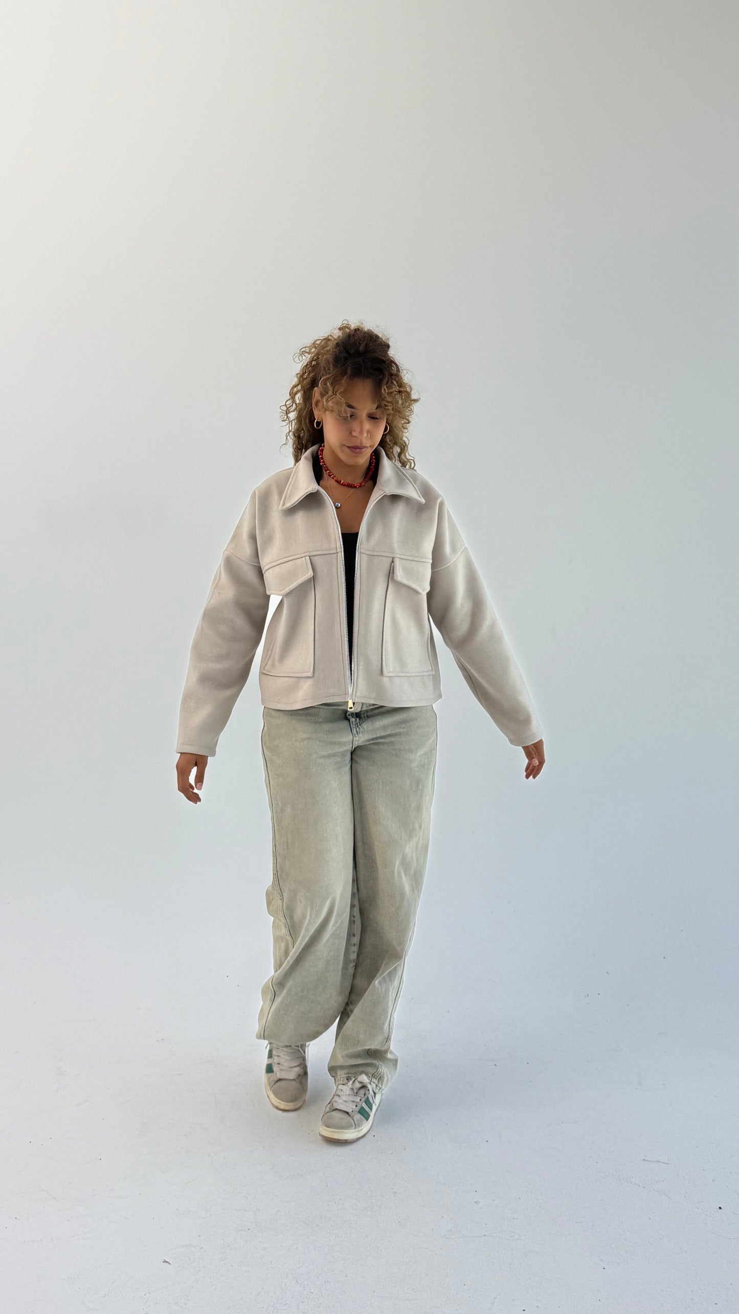 Aveline Cropped Jacket - Beige