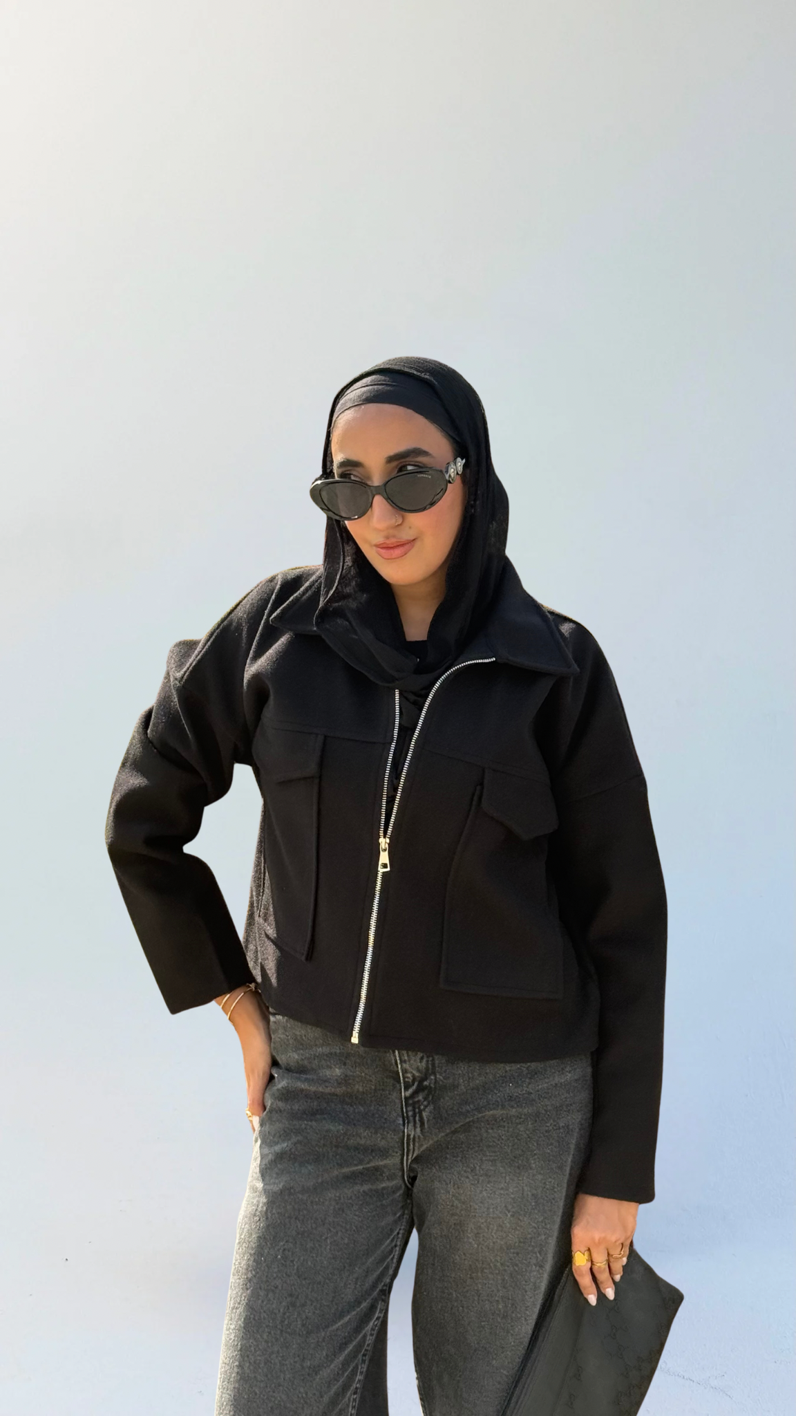 Aveline Cropped Jacket - Black