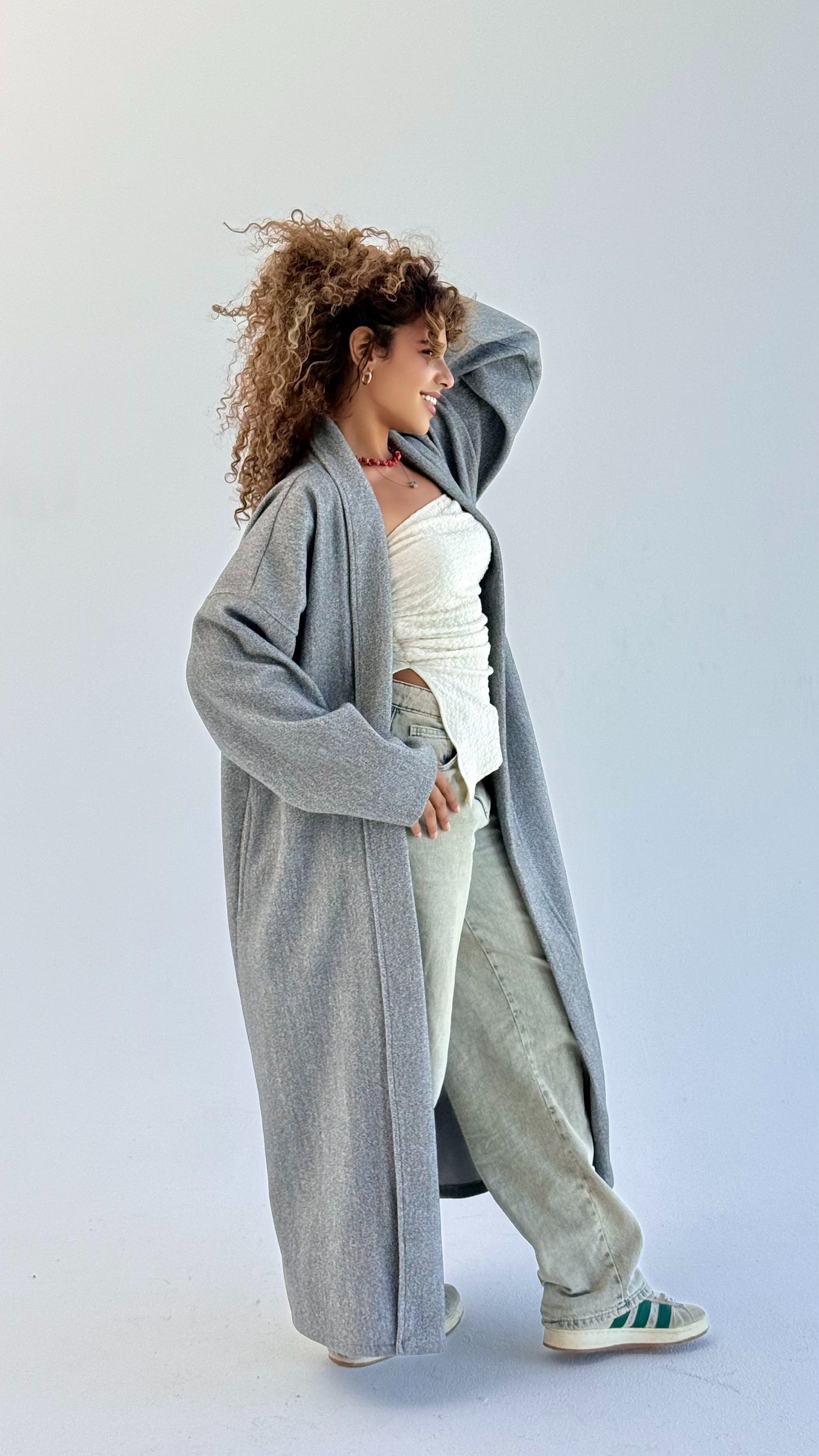 Long Line Cardigan-gray