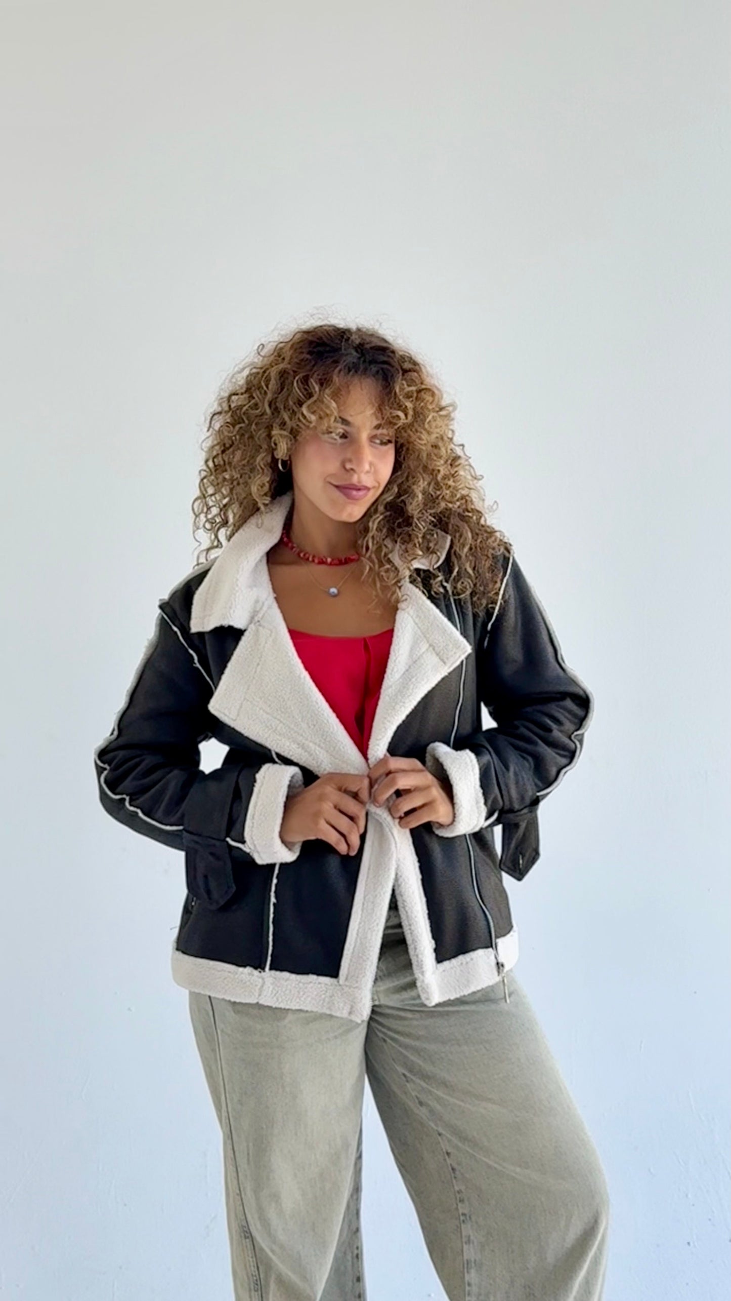 Too Blessed Leather Fur jacket- Balck