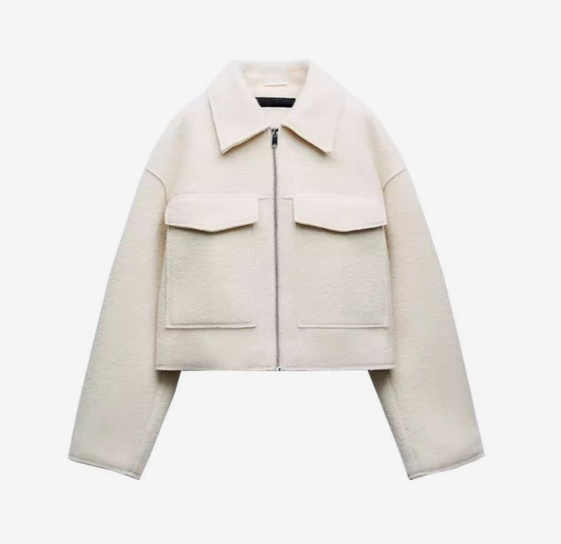 Aveline Cropped Jacket - Beige