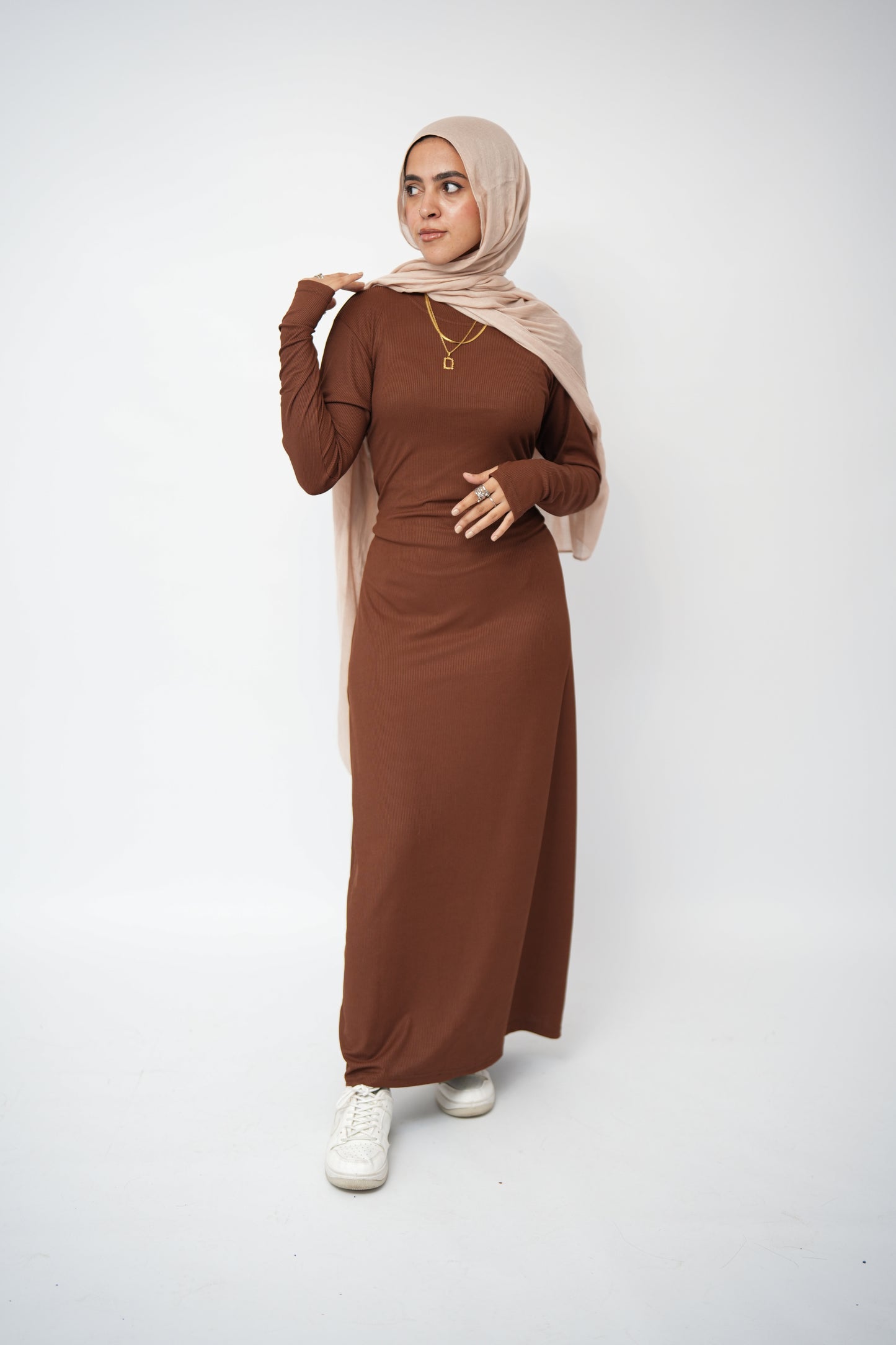 Long sleeves basic dress