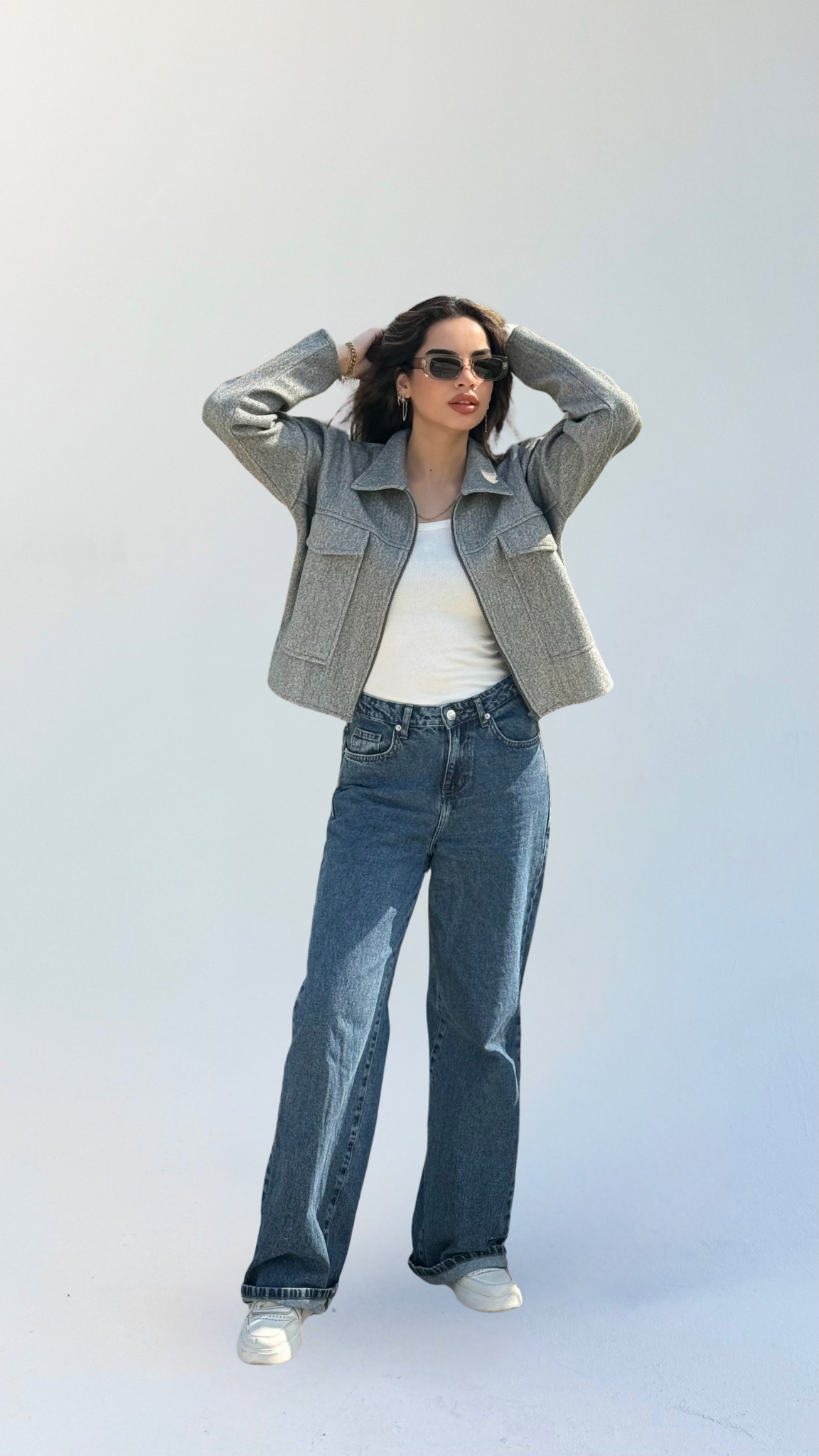 Aveline Cropped Jacket- Gray
