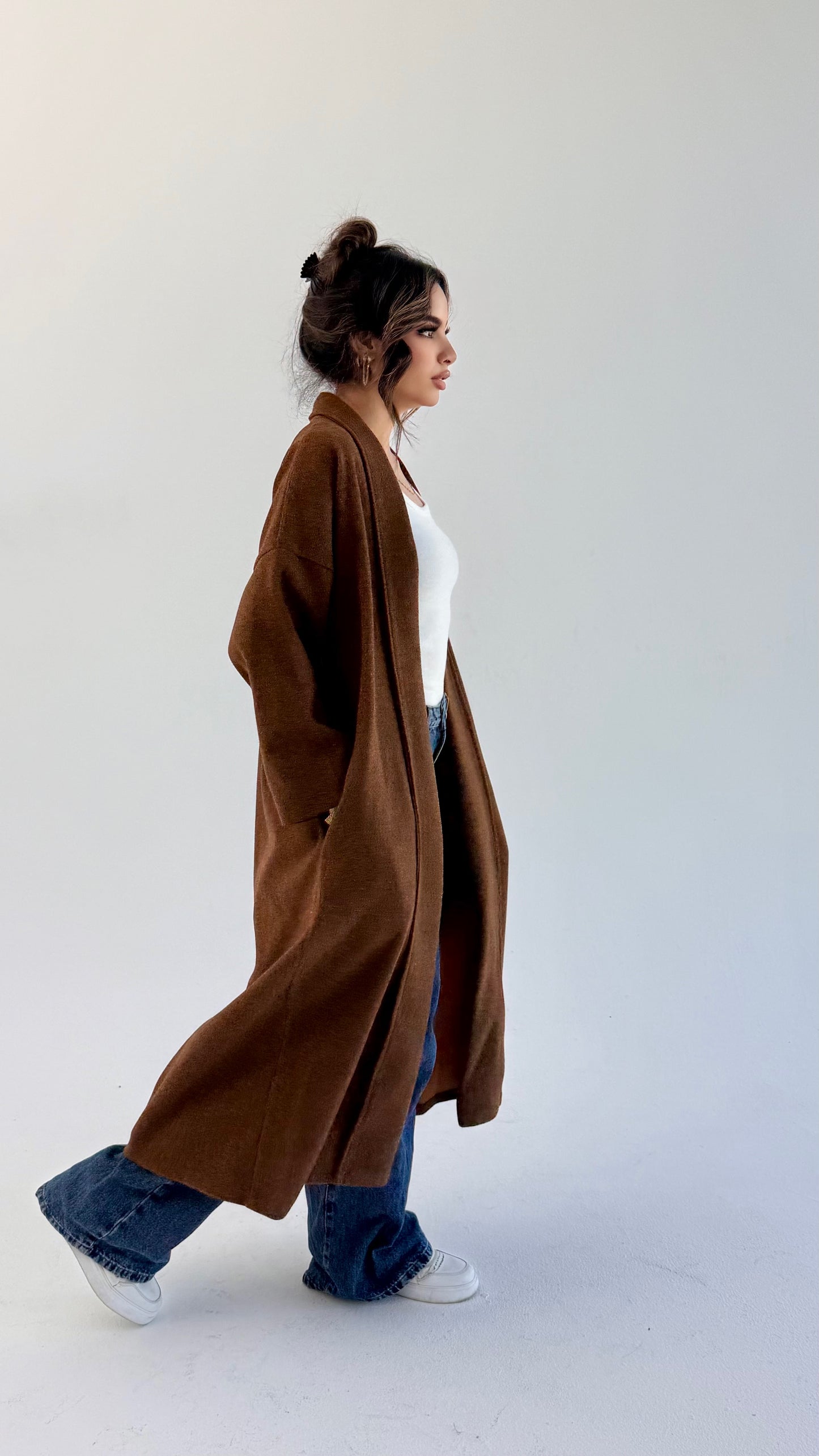 Long Line Cardigan - Brown