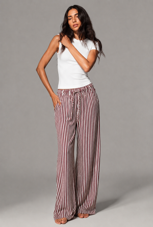 Dolce Stripe Pants - Burgundy