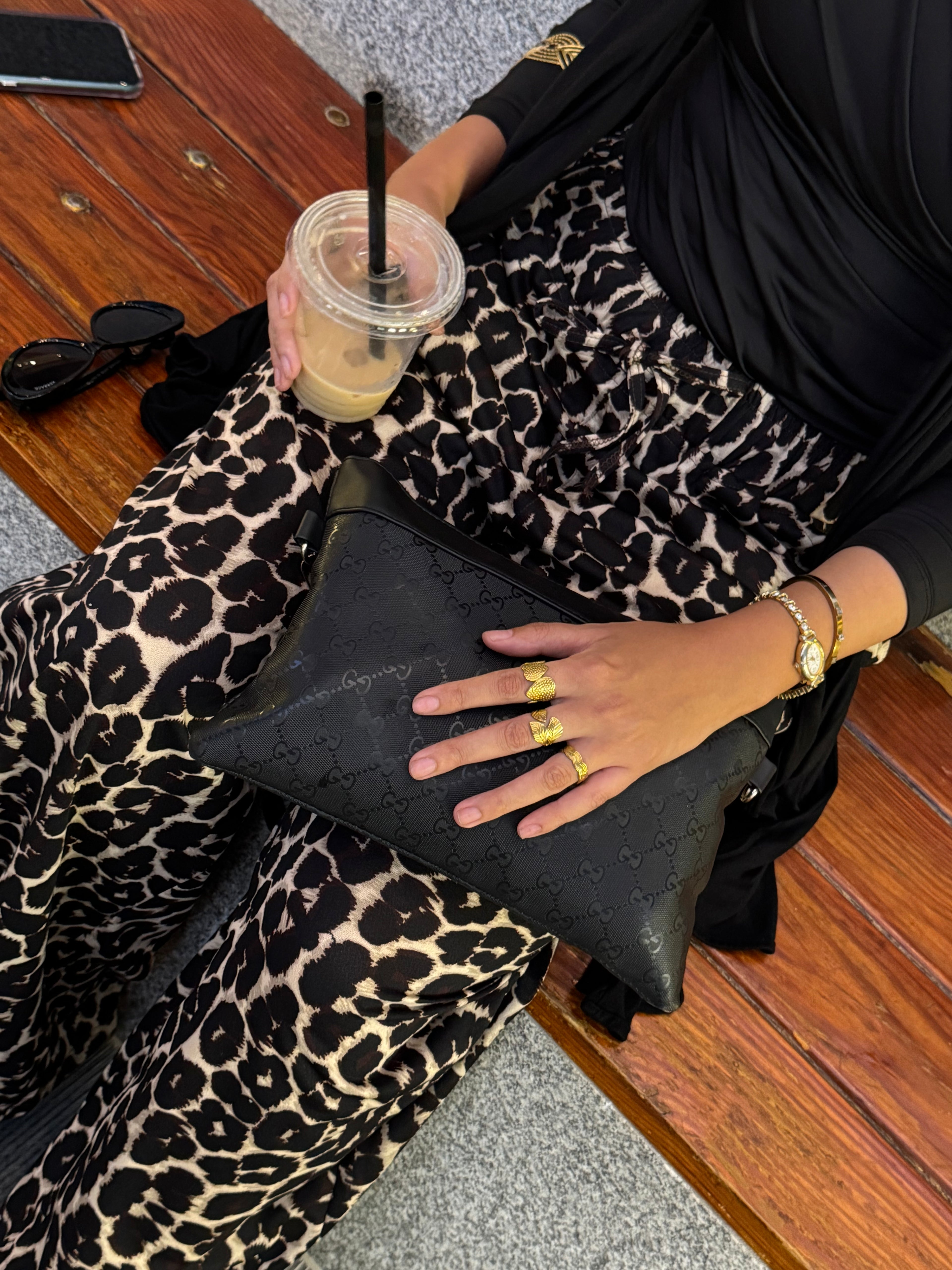 leopard print wid leg pants