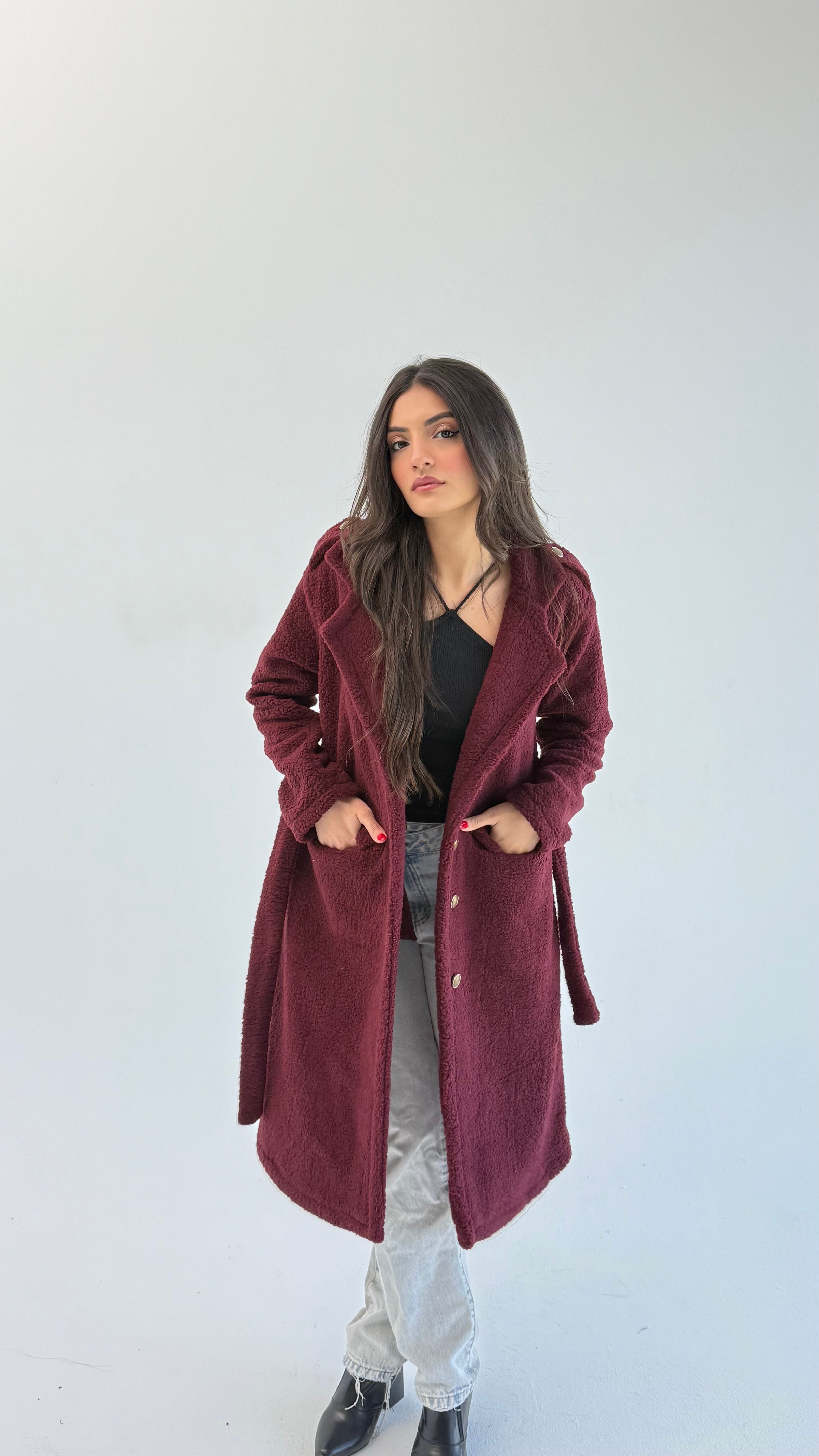 Fluffy Dream Coat - Maroon