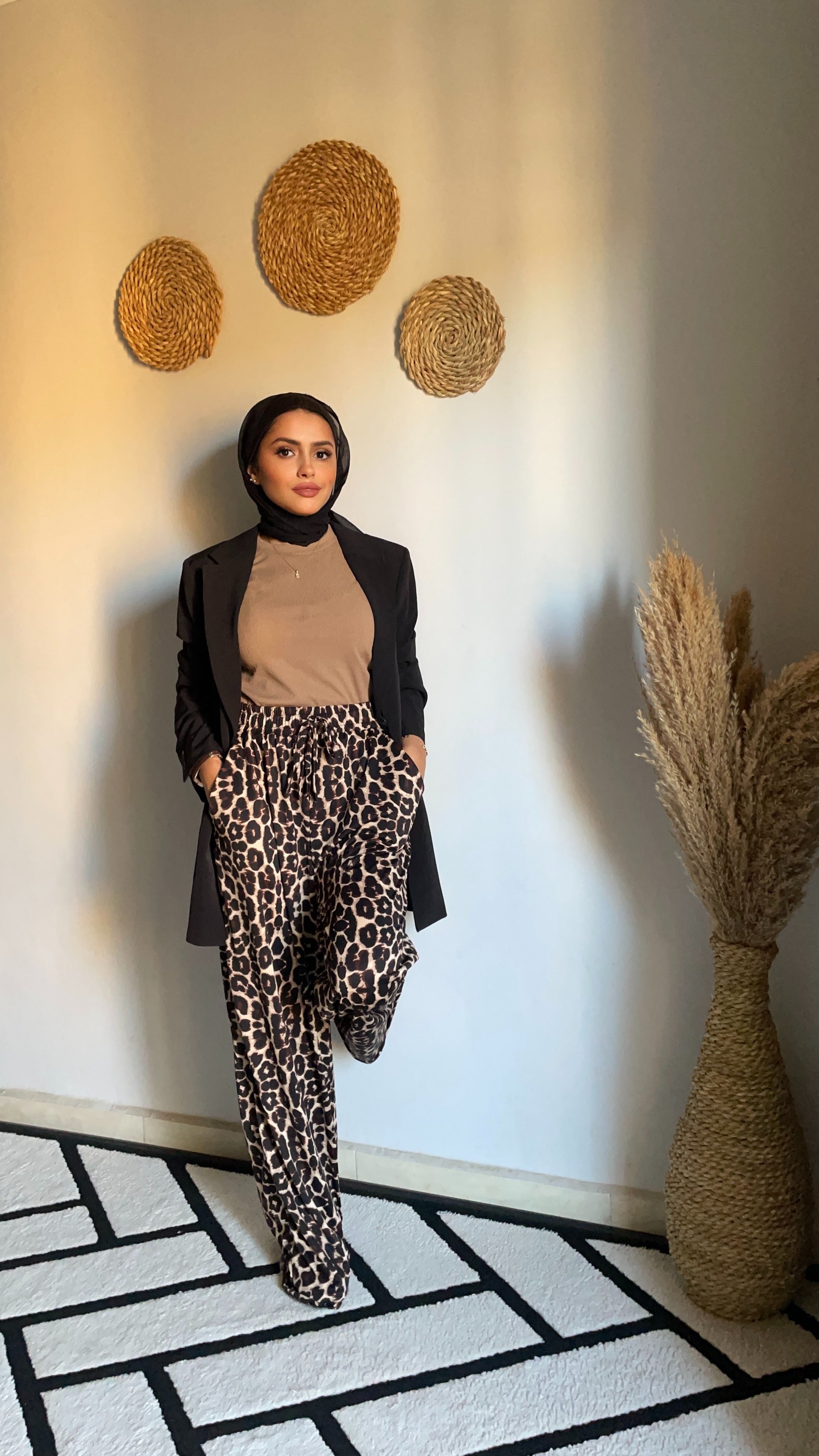 leopard print wid leg pants