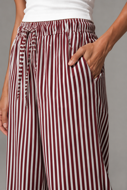 Dolce Stripe Pants - Burgundy