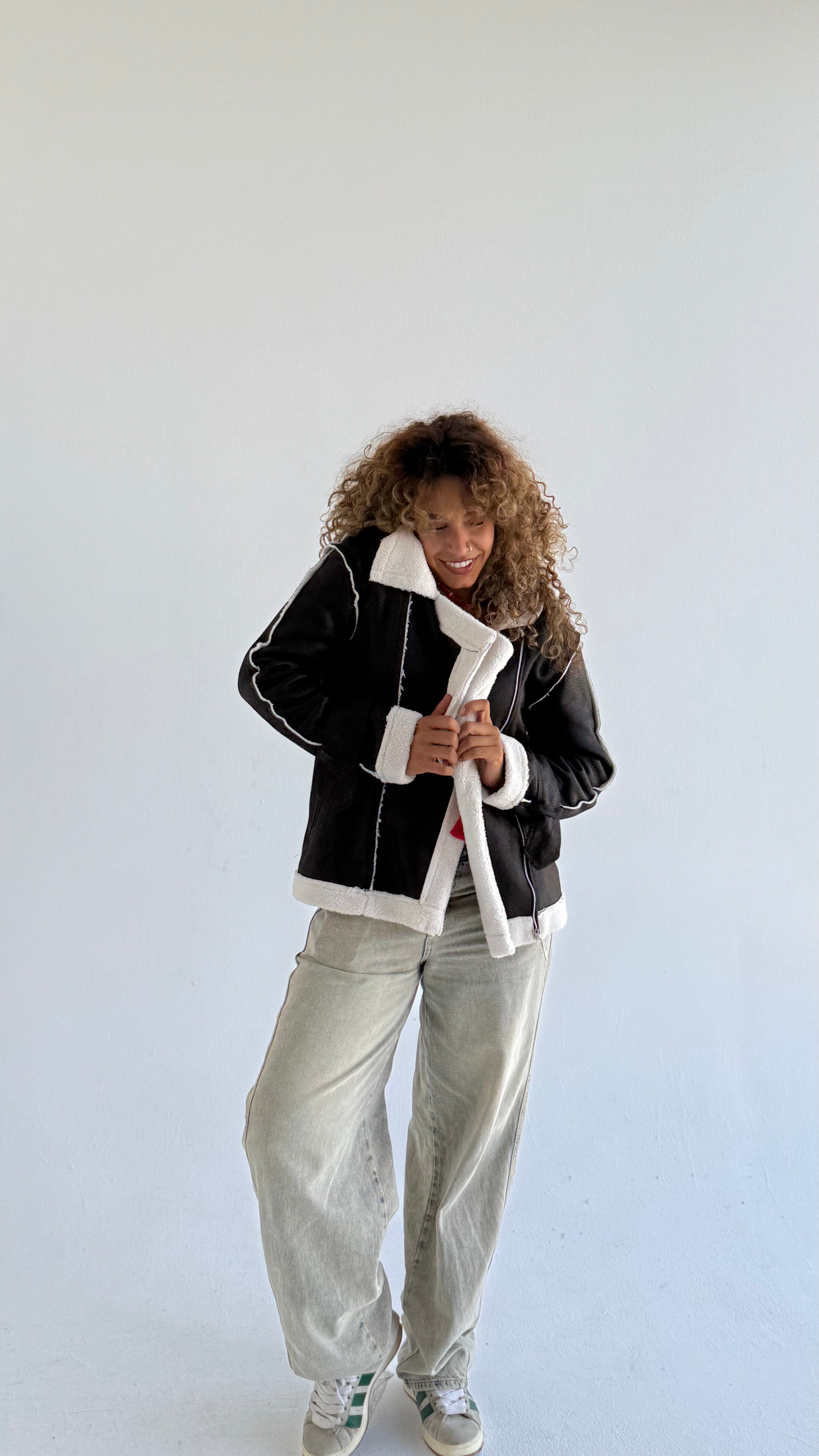 Too Blessed Leather Fur jacket- Balck