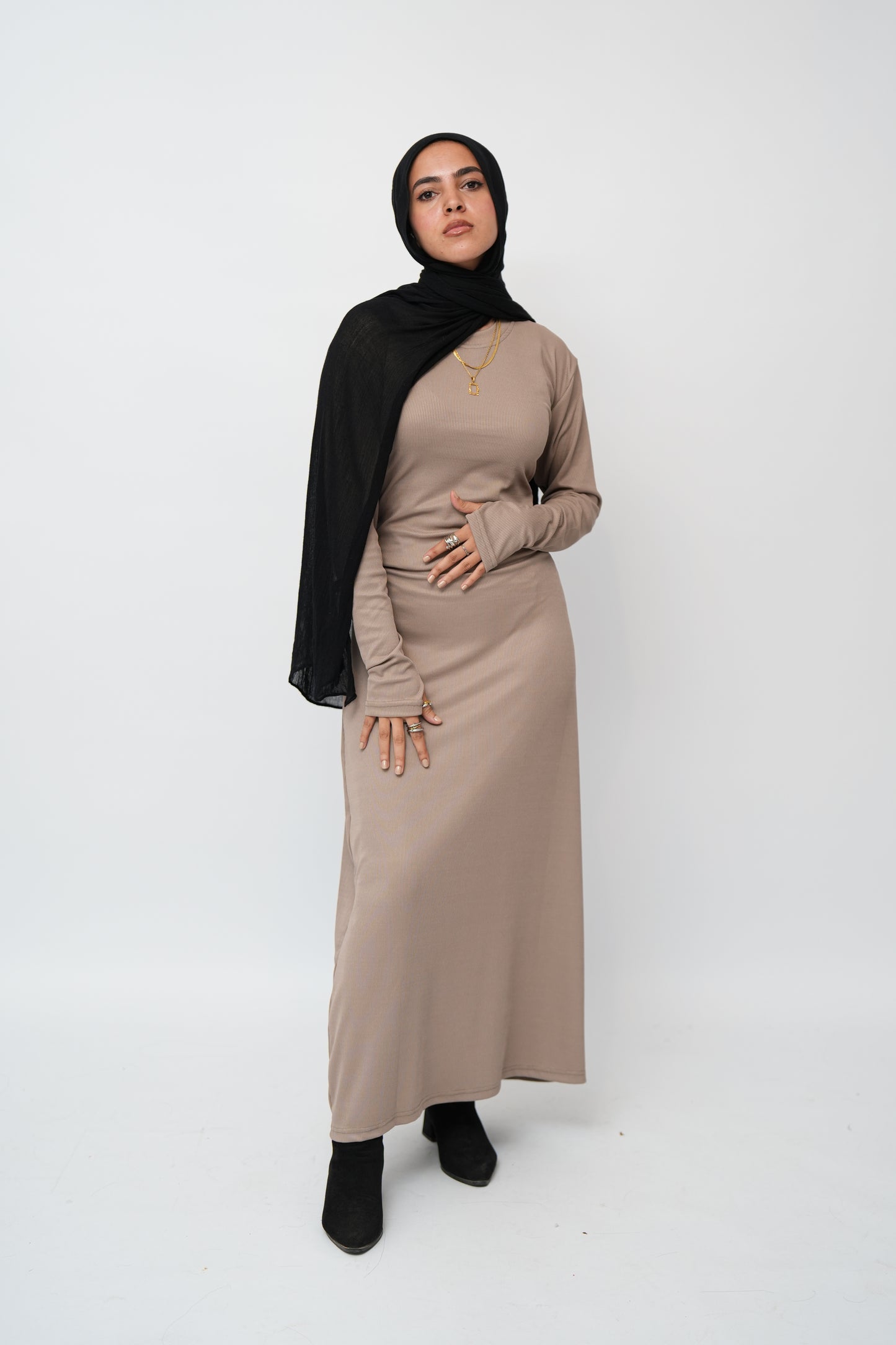 Long sleeves basic dress