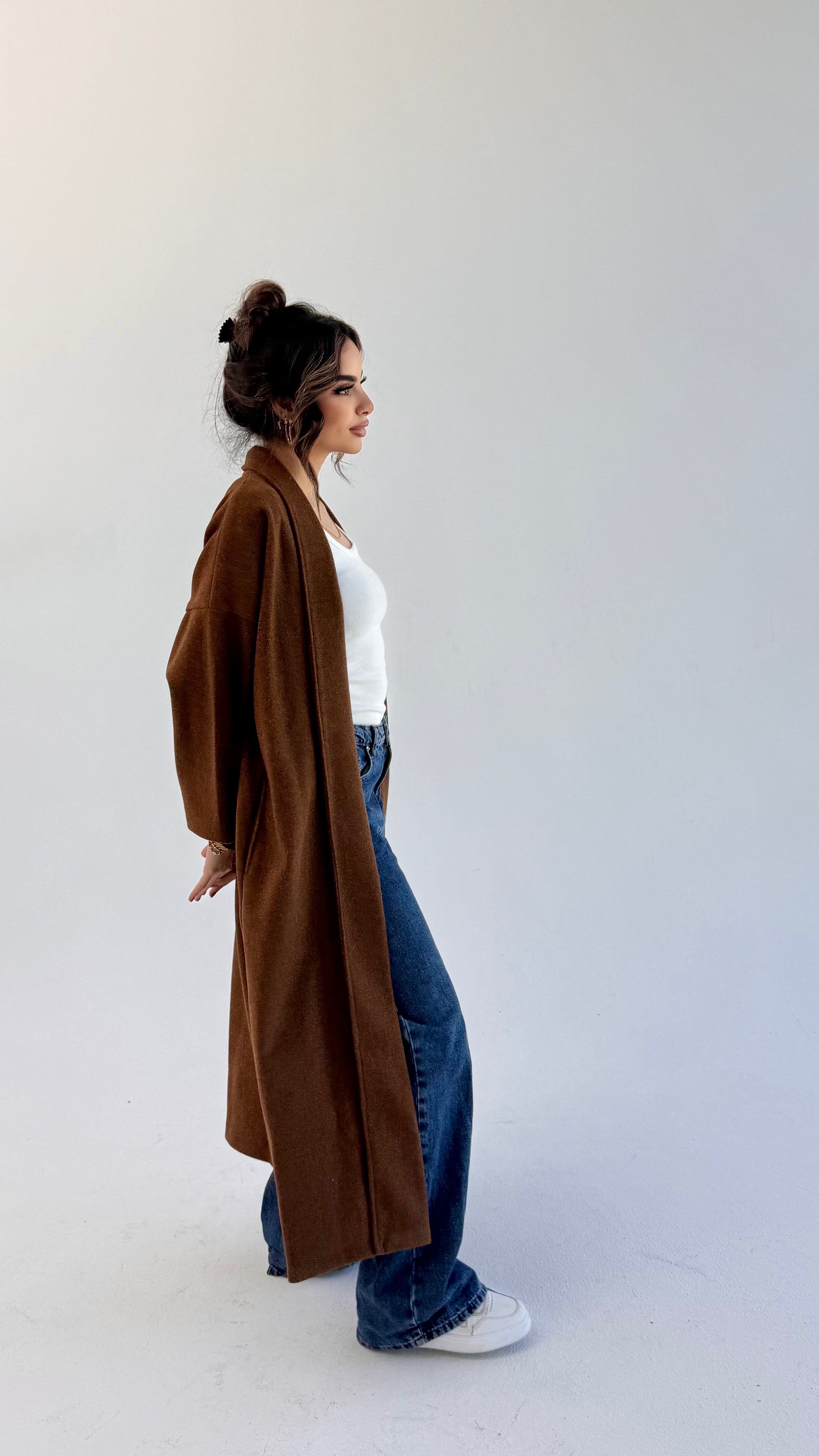 Long Line Cardigan - Brown