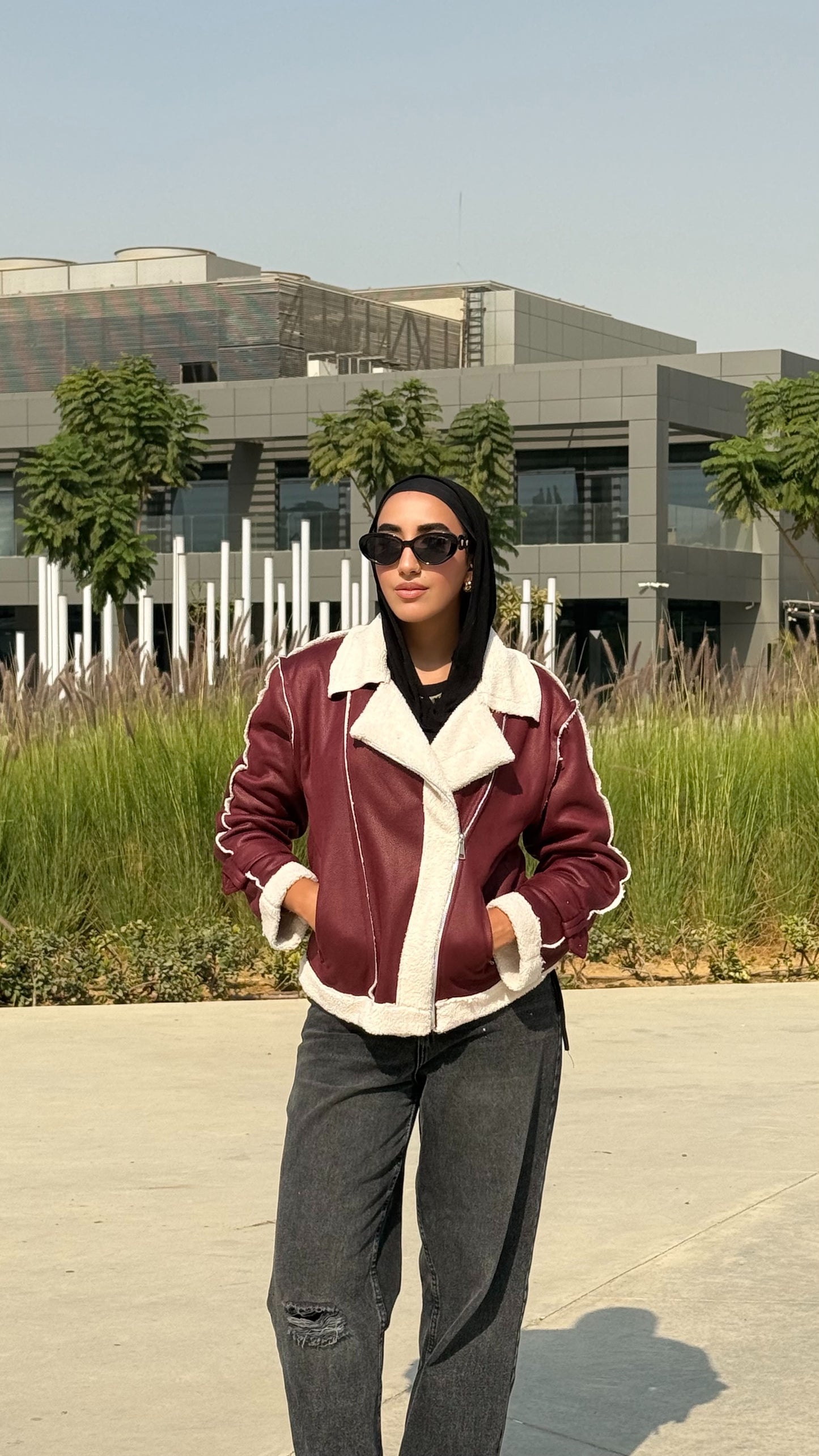 Too Blessed Fur Leather jacket- Burgundy