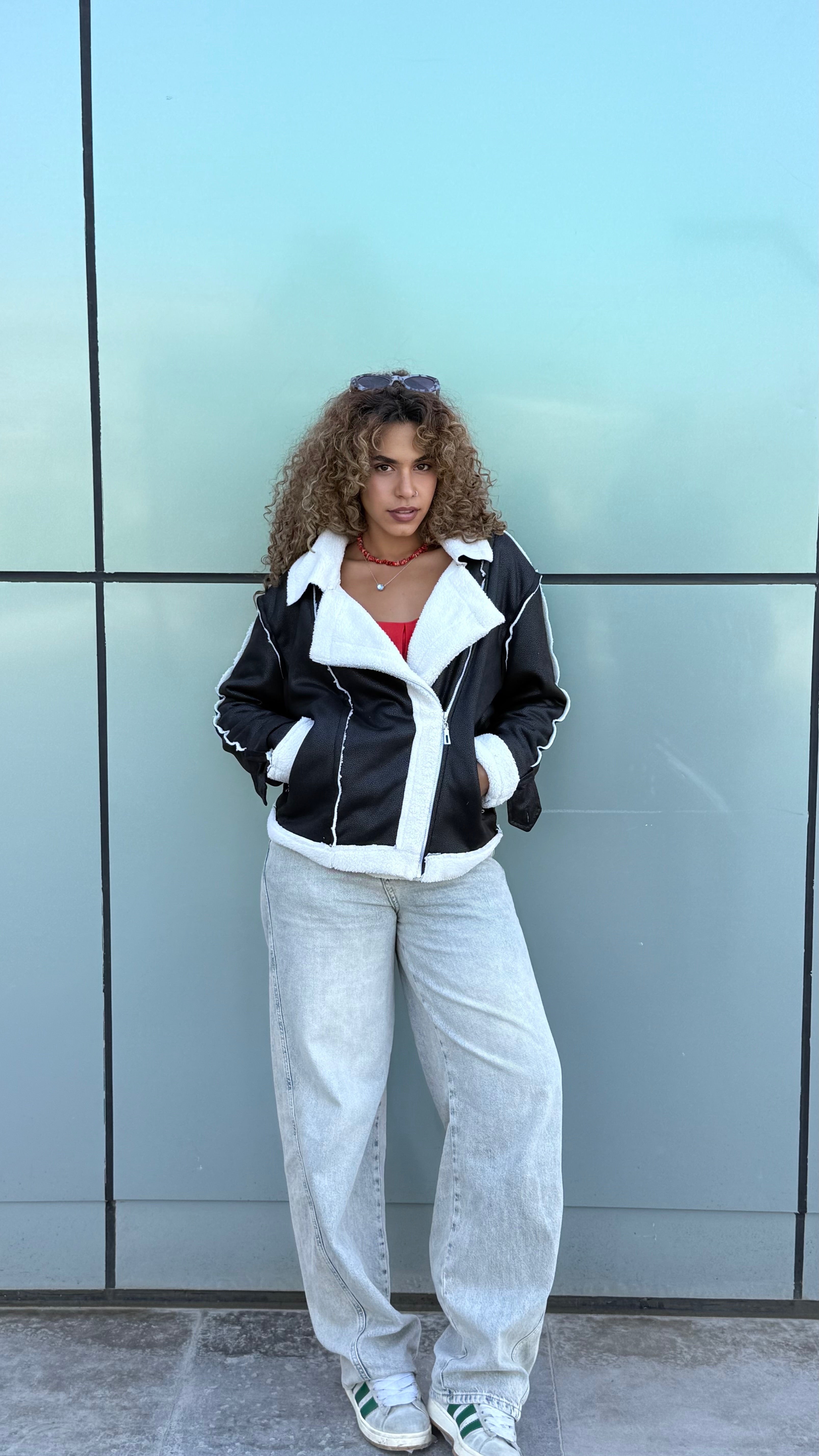 Too Blessed Leather Fur jacket- Balck