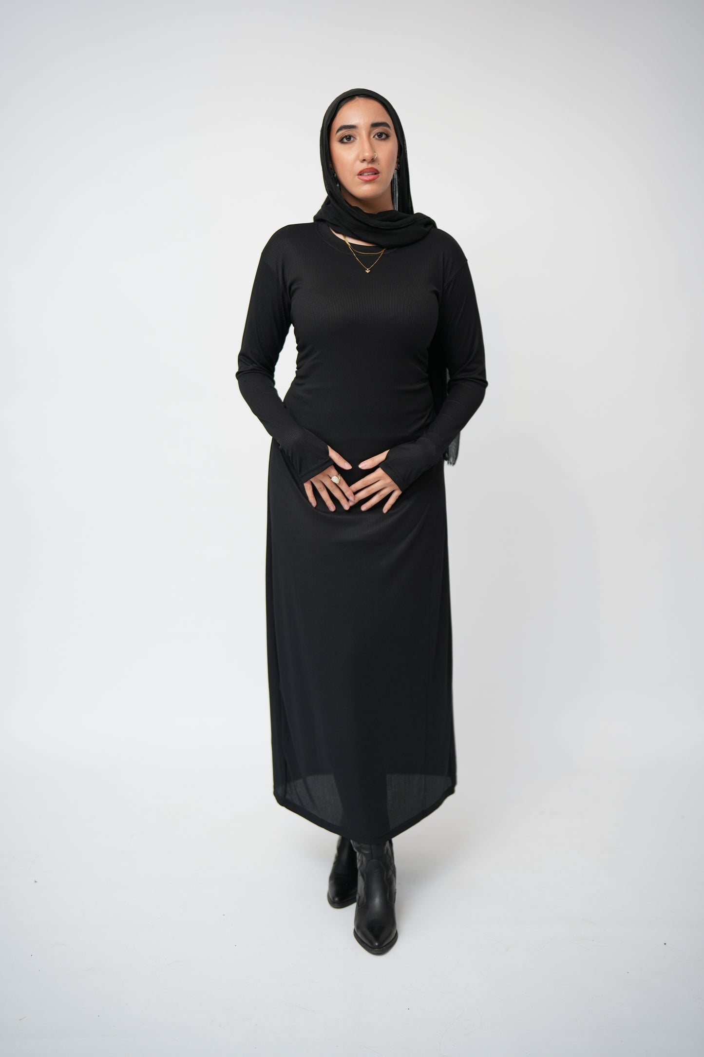 Long sleeves basic dress