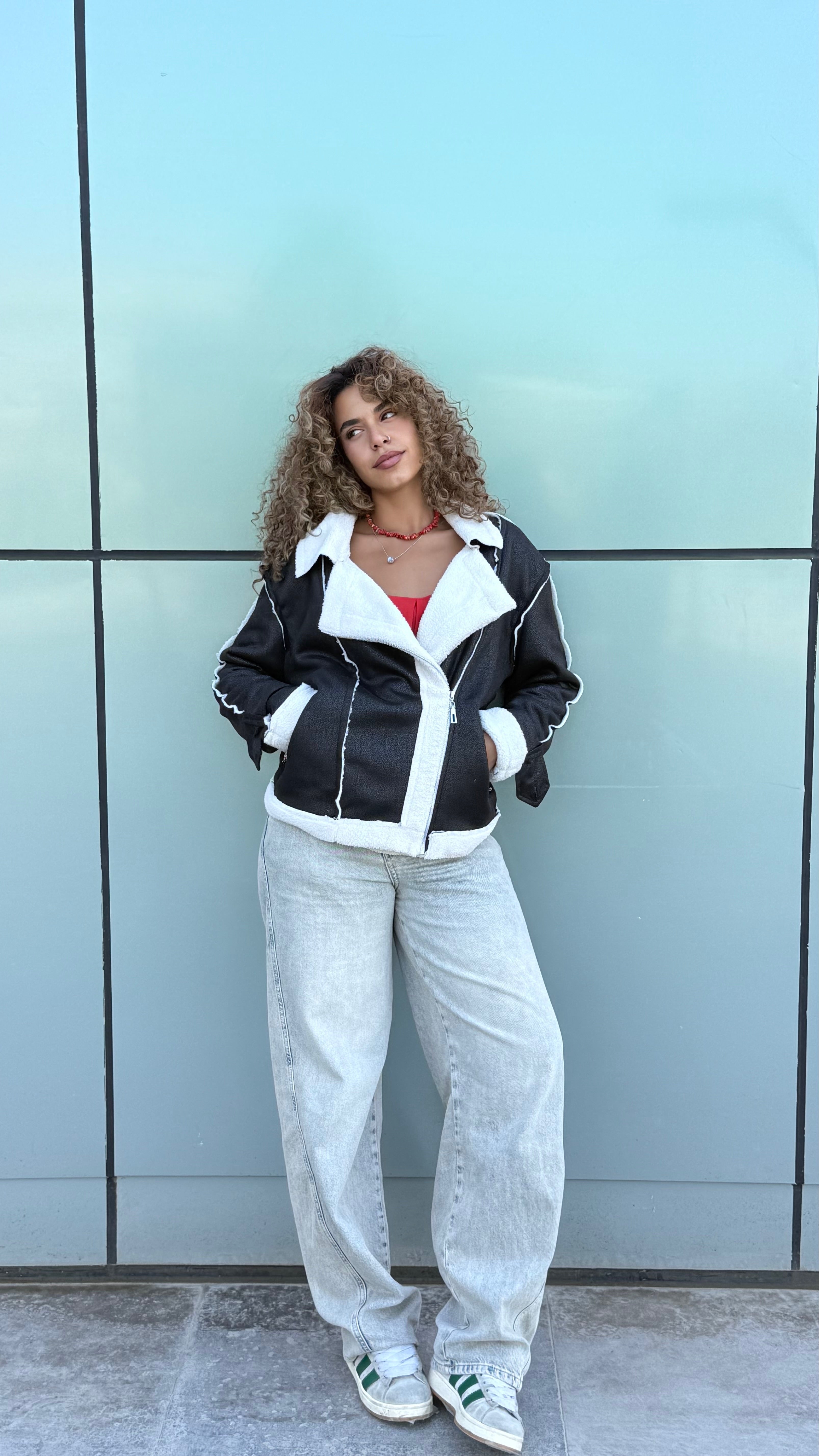 Too Blessed Leather Fur jacket- Balck