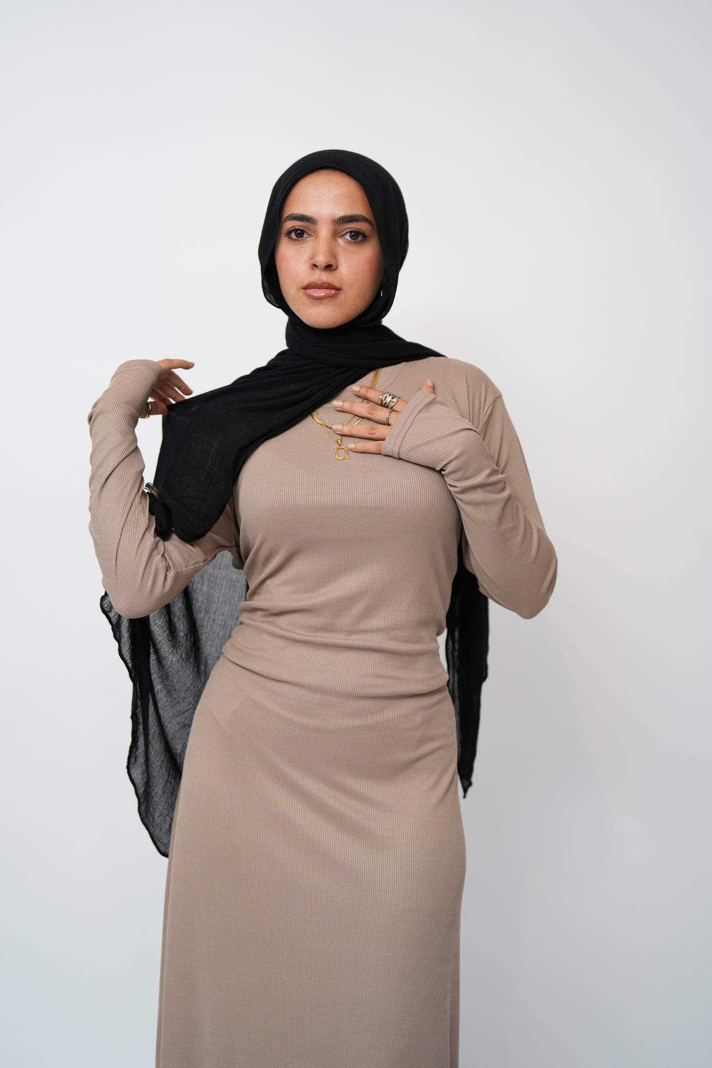 Long sleeves basic dress