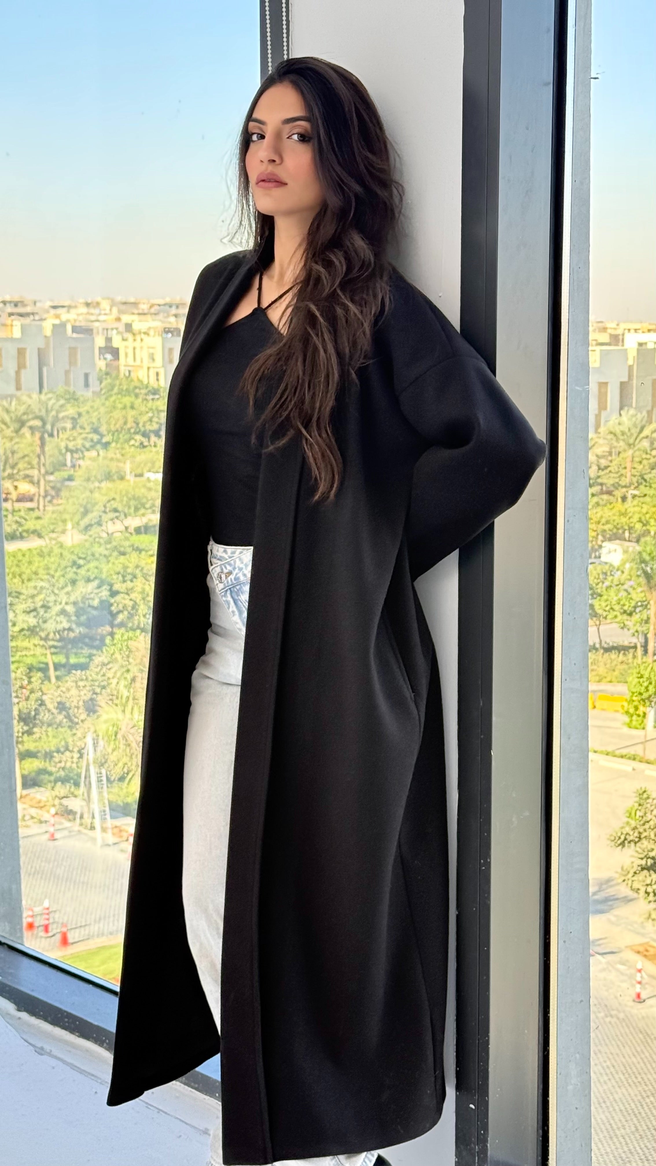 Long Line Cardigan-Black