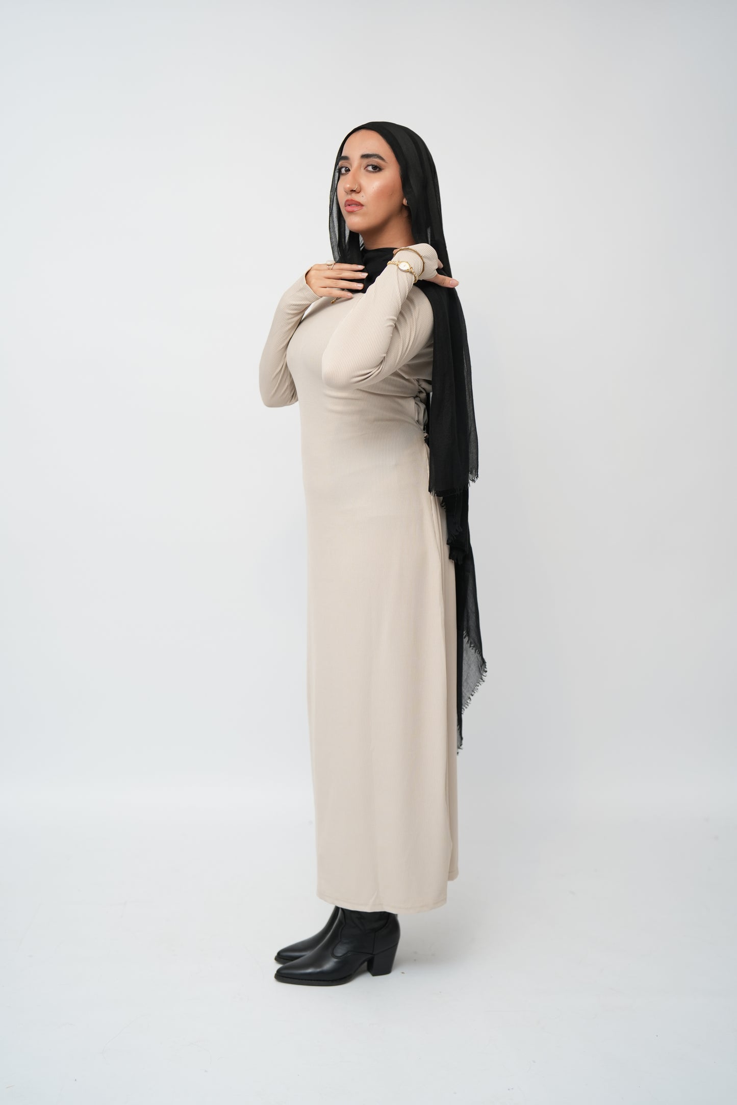 Long sleeves basic dress