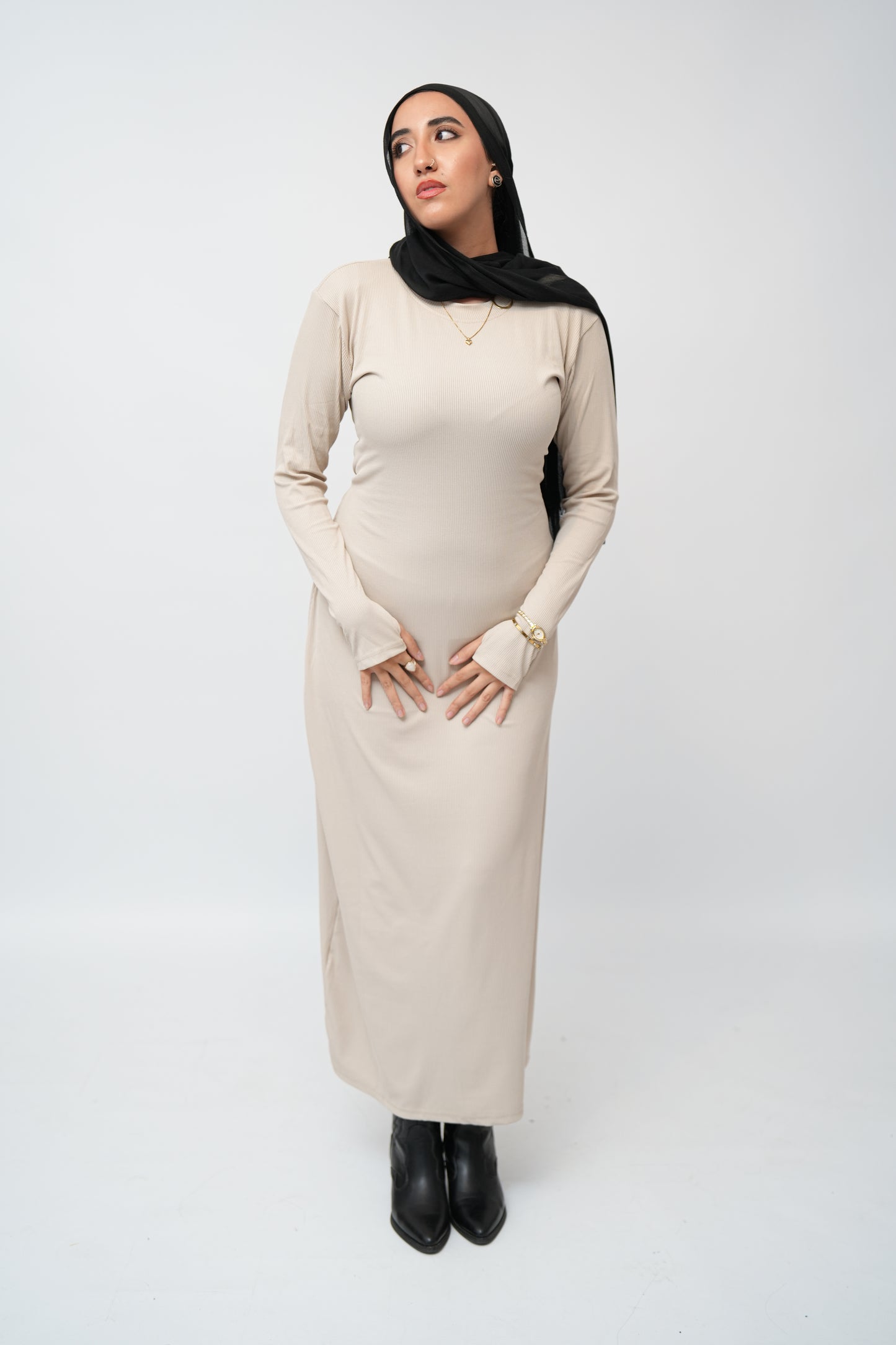 Long sleeves basic dress