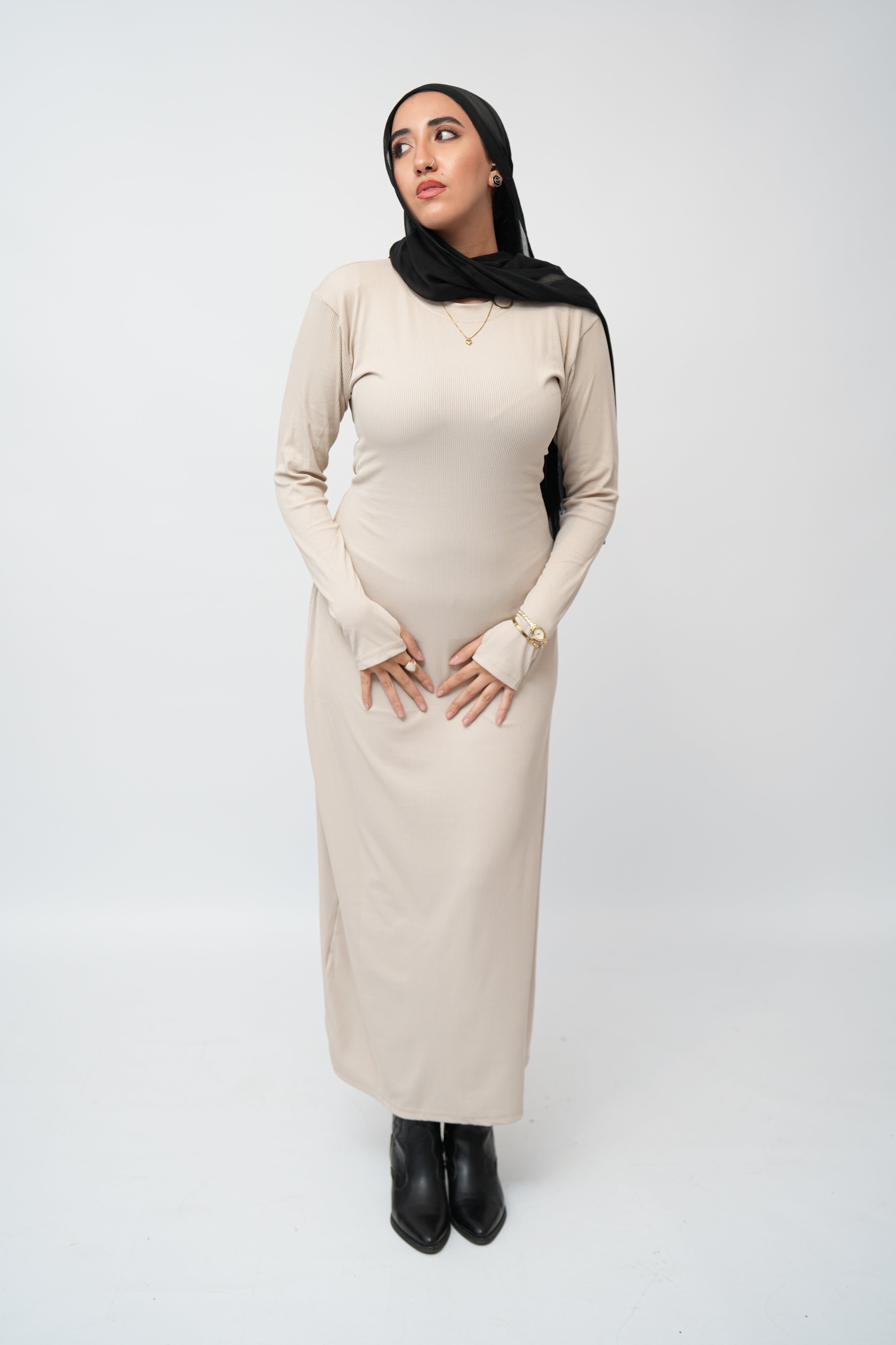 Long sleeves basic dress