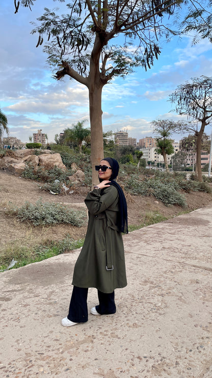 Elyra trench coat - dark olive