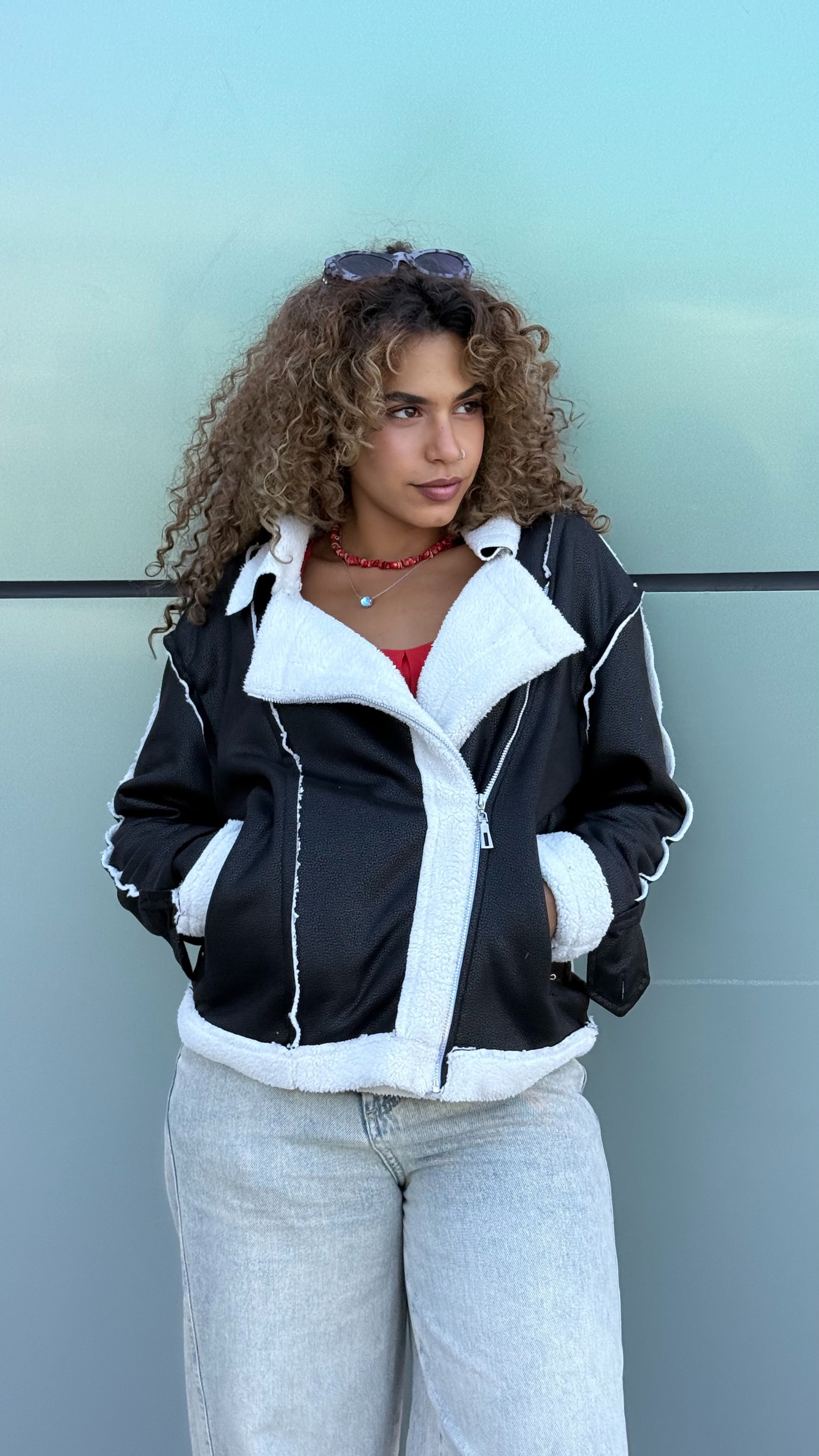 Too Blessed Leather Fur jacket- Balck