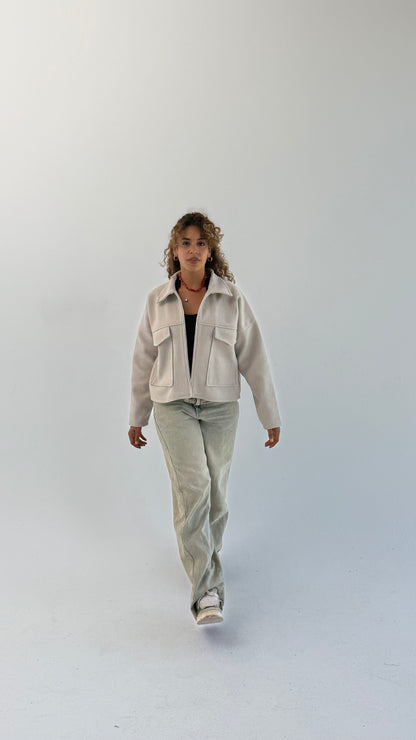 Aveline Cropped Jacket - Beige