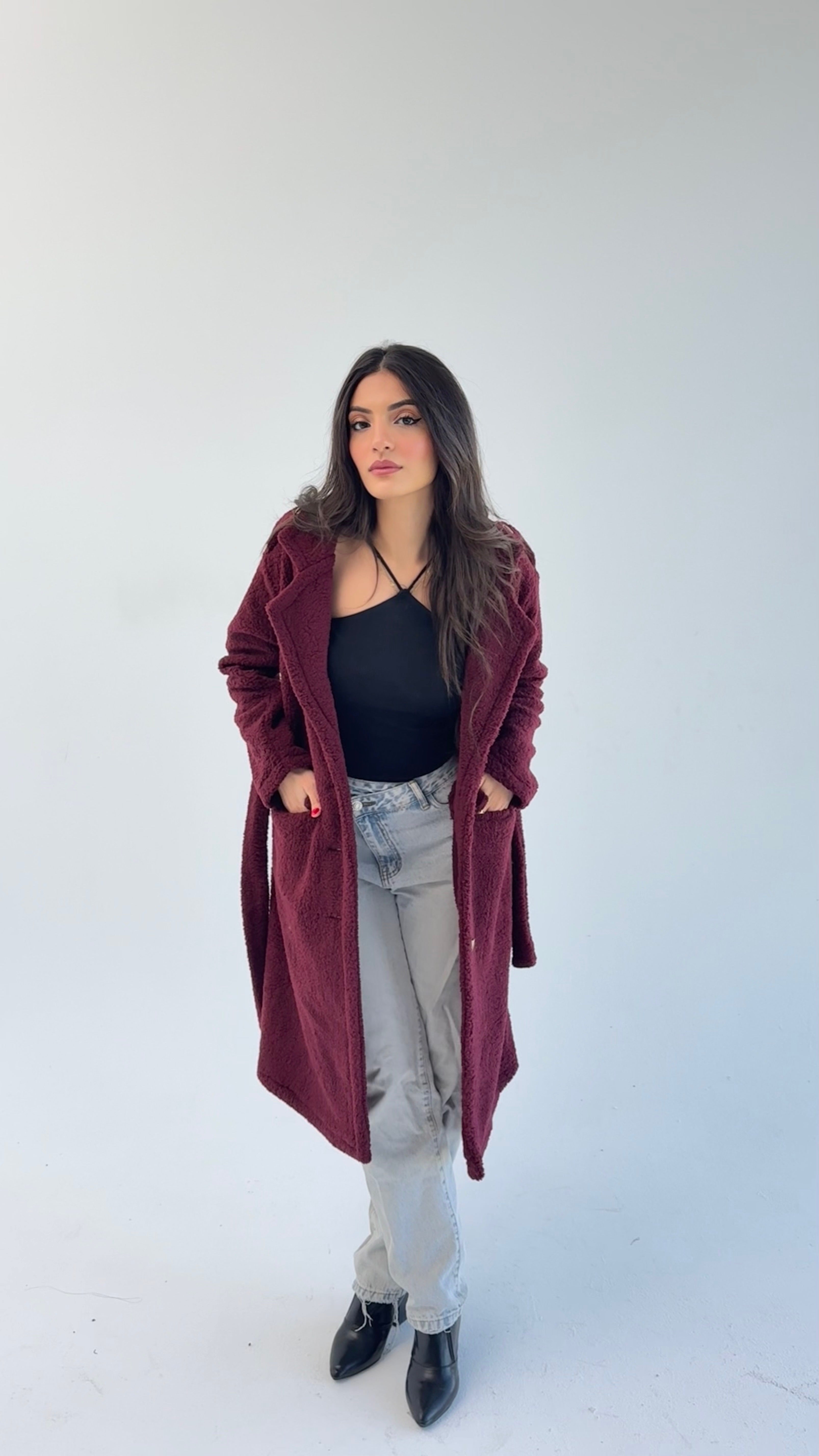 Fluffy Dream Coat - Maroon