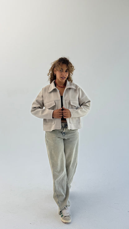 Aveline Cropped Jacket - Beige