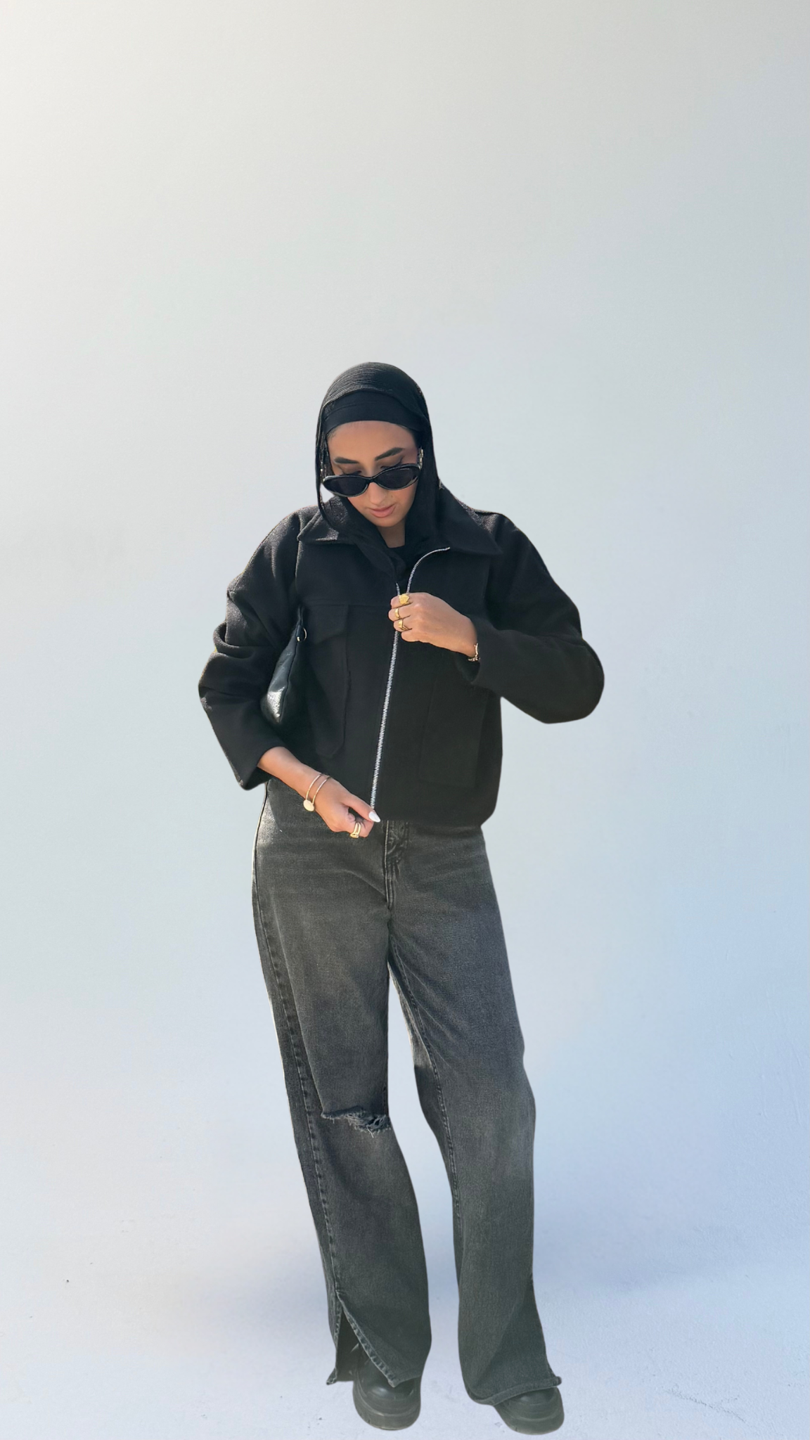 Aveline Cropped Jacket - Black