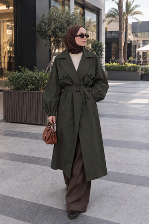 Elyra trench coat - dark olive