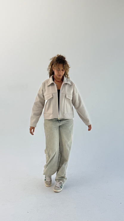 Aveline Cropped Jacket - Beige
