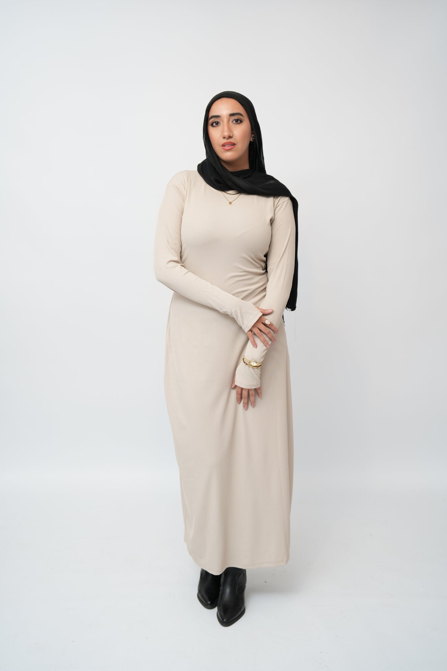 Long sleeves basic dress