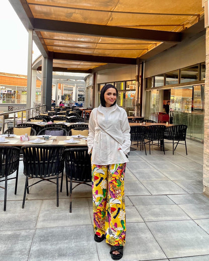 linen floral pants