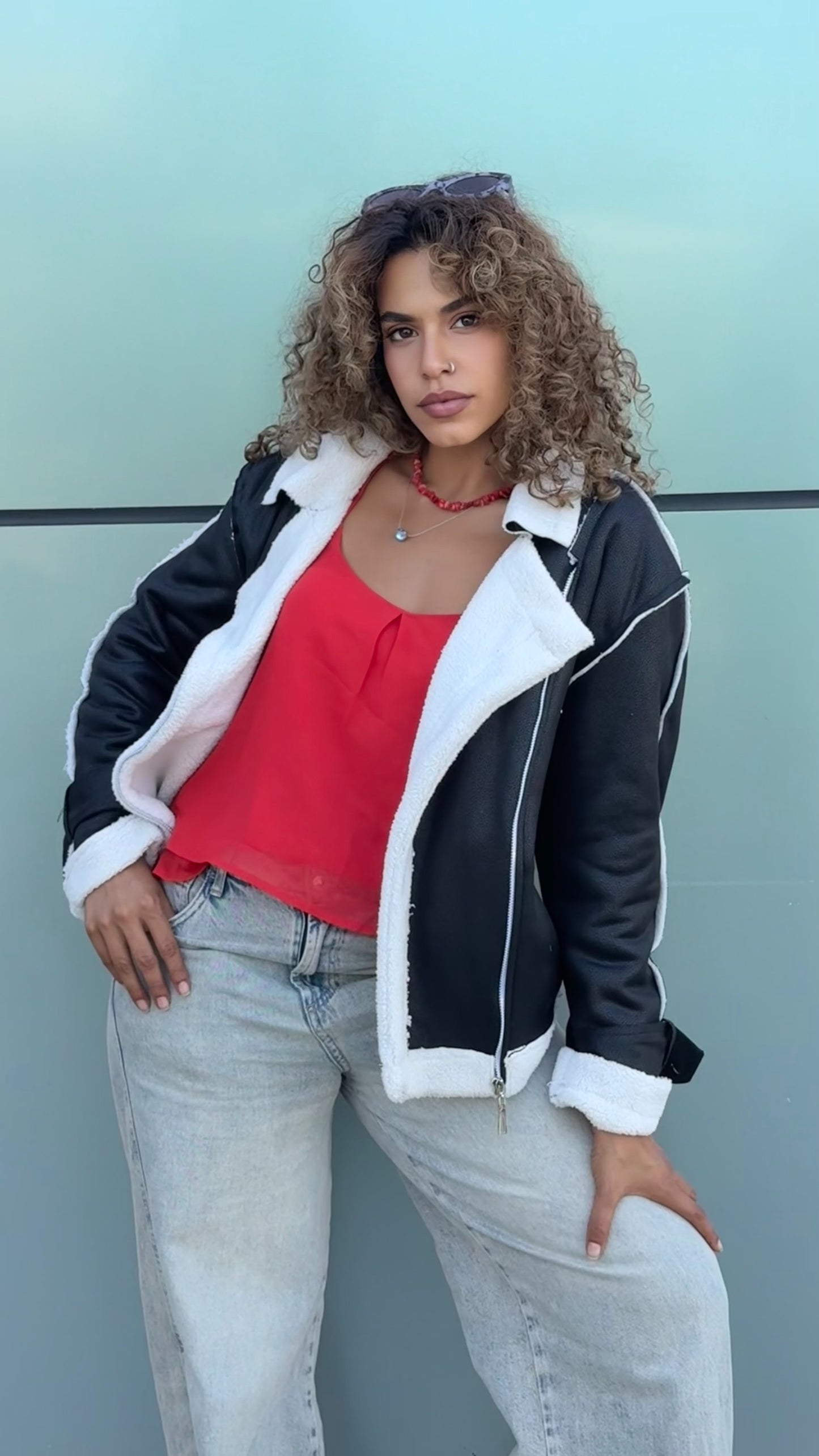 Too Blessed Leather Fur jacket- Balck