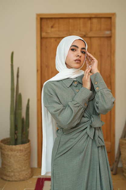 Sage wrap dress