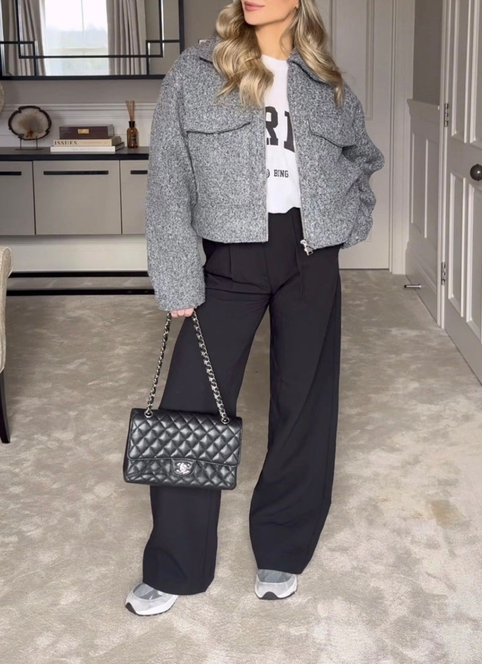 Aveline Cropped Jacket- Gray