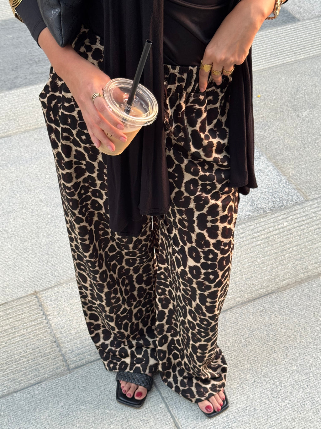 leopard print wid leg pants