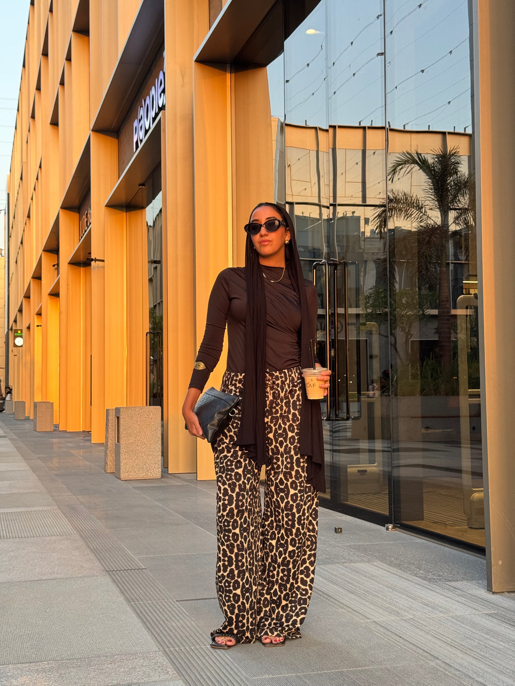 leopard print wid leg pants