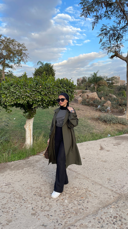 Elyra trench coat - dark olive